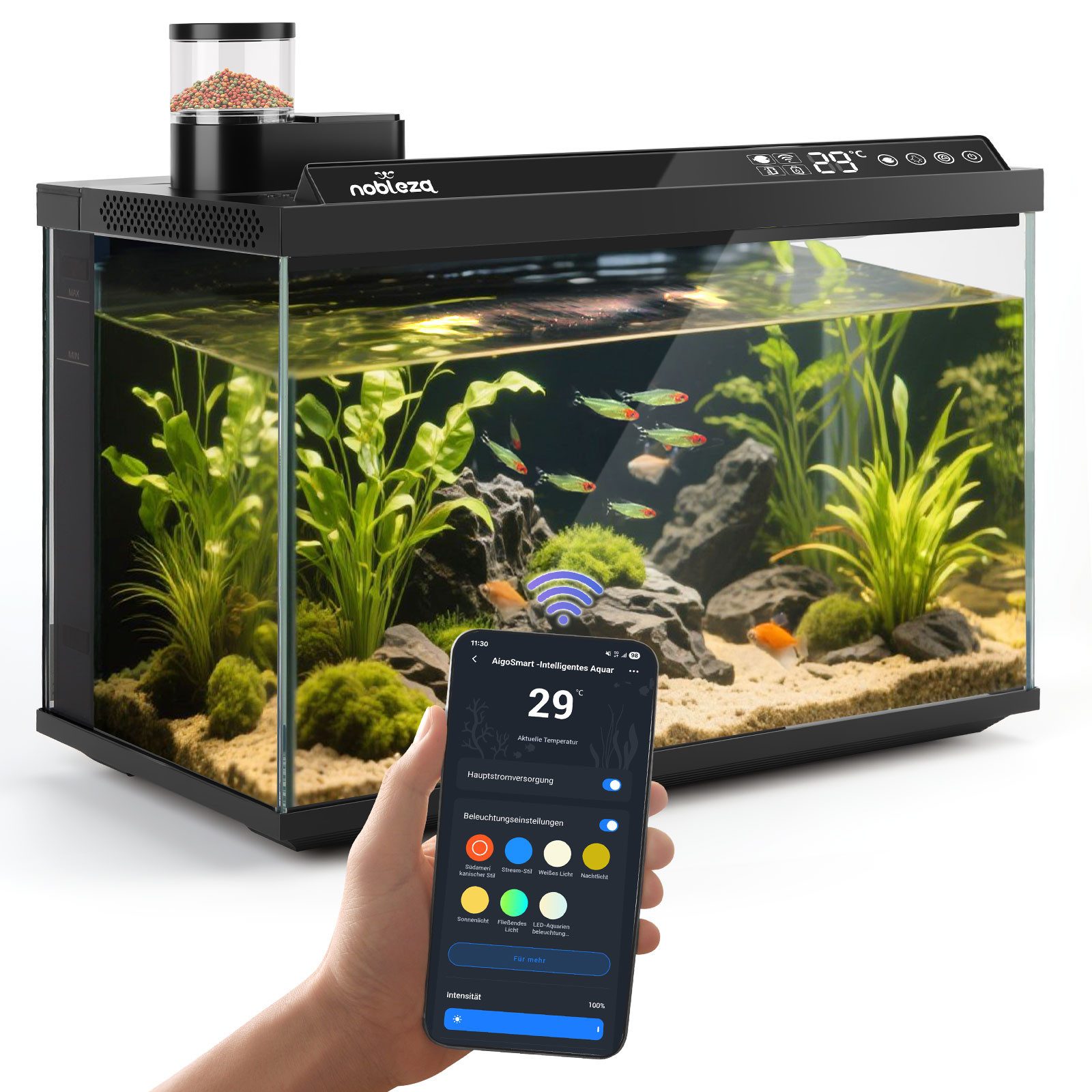 nobleza Аквариумы-Set Intelligentes Fischbecken Smart Aquarium 30L,App-Steuerung
