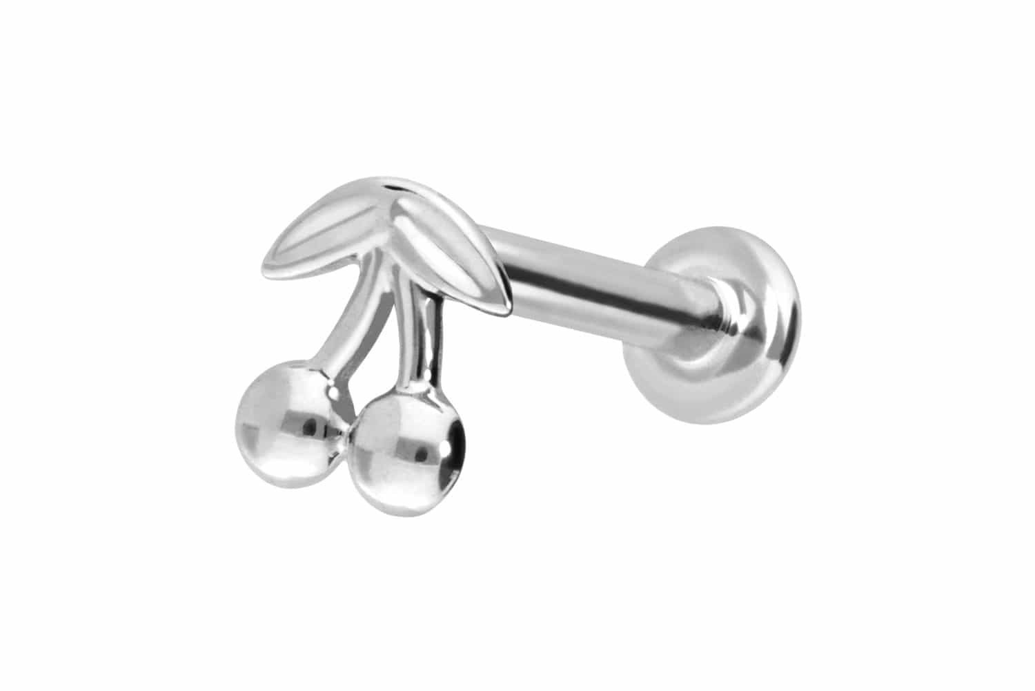 Piercing-Set 14 Karat Gold Labret mit Push Fit KIRSCHEN