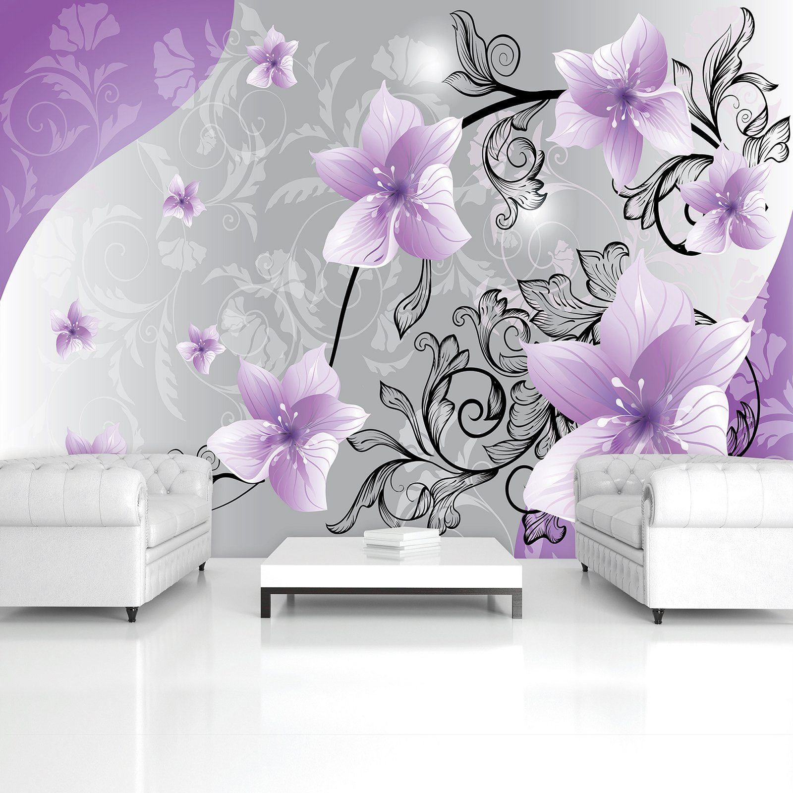 Wallarena Fototapete Blumen Abstrakt Ornament Moderne Vlies Tapete Wohnzimm günstig online kaufen