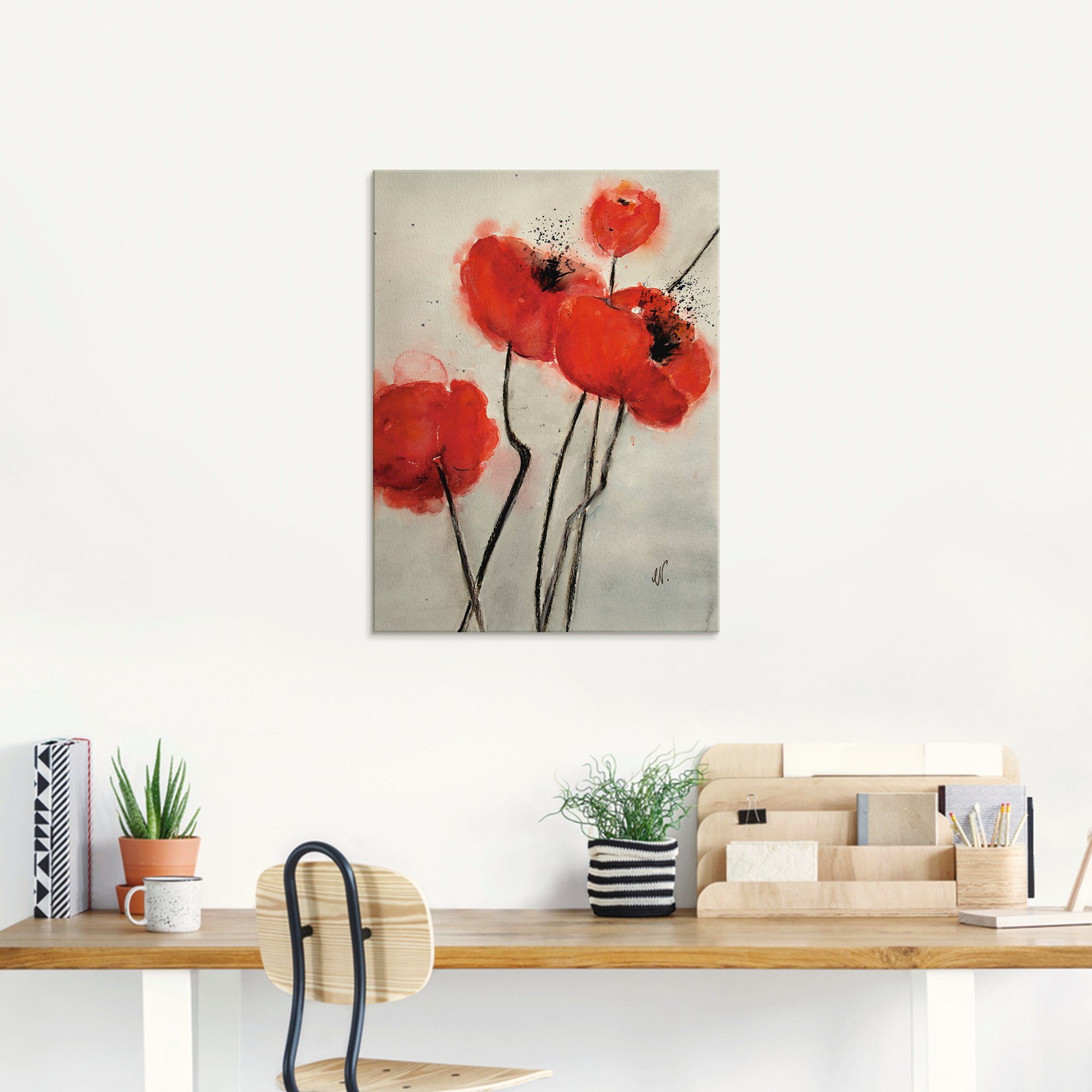Artland Glasbild Roter Mohn, Blumen (1 St), in verschiedenen Größen