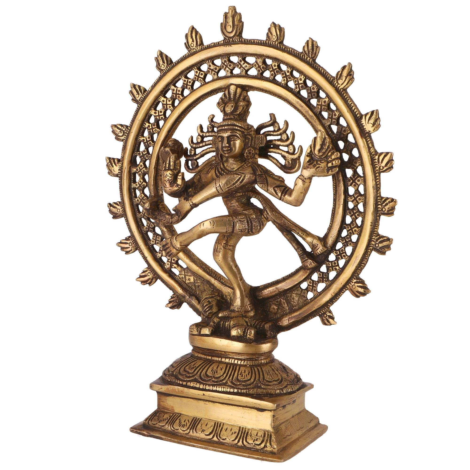 Statue Guru-Shop 29 cm.. Dekofigur Messingfigur, Shiva Feuerkranz im