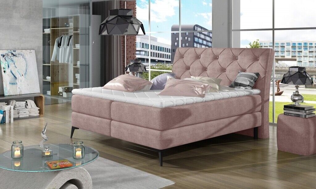 JVmoebel Bett, Chesterfield Polsterbett Doppelbett XXL Rosa Big Designer Luxus Betten Bett