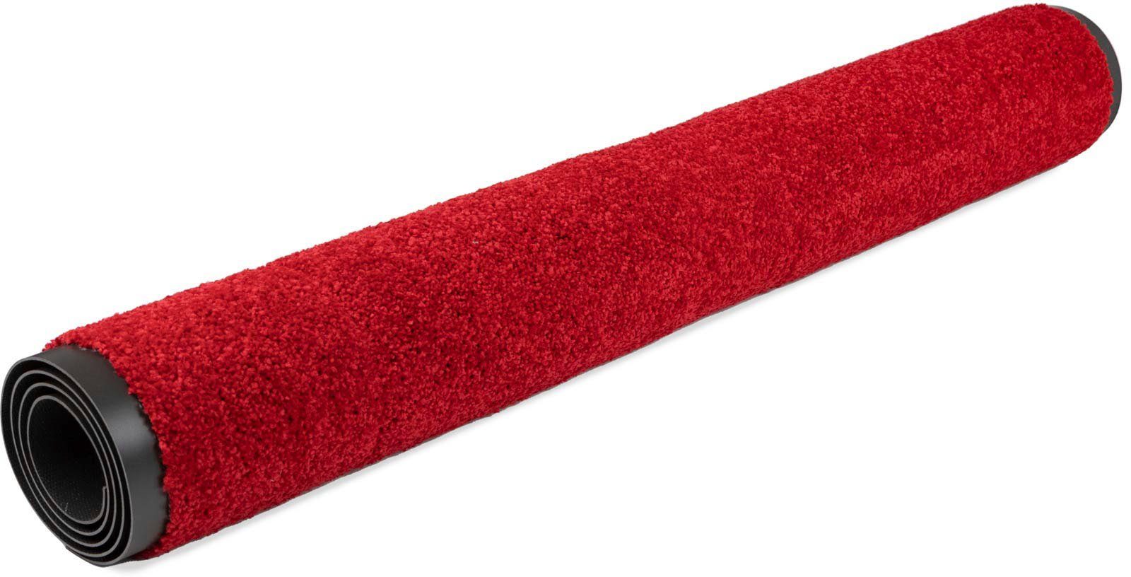 Fußmatte rot Textil, rechteckig, in Farbauswahl, Höhe: waschbar Primaflor-Ideen 8,5 große mm, CLEAN, Schmutzfangmatte,