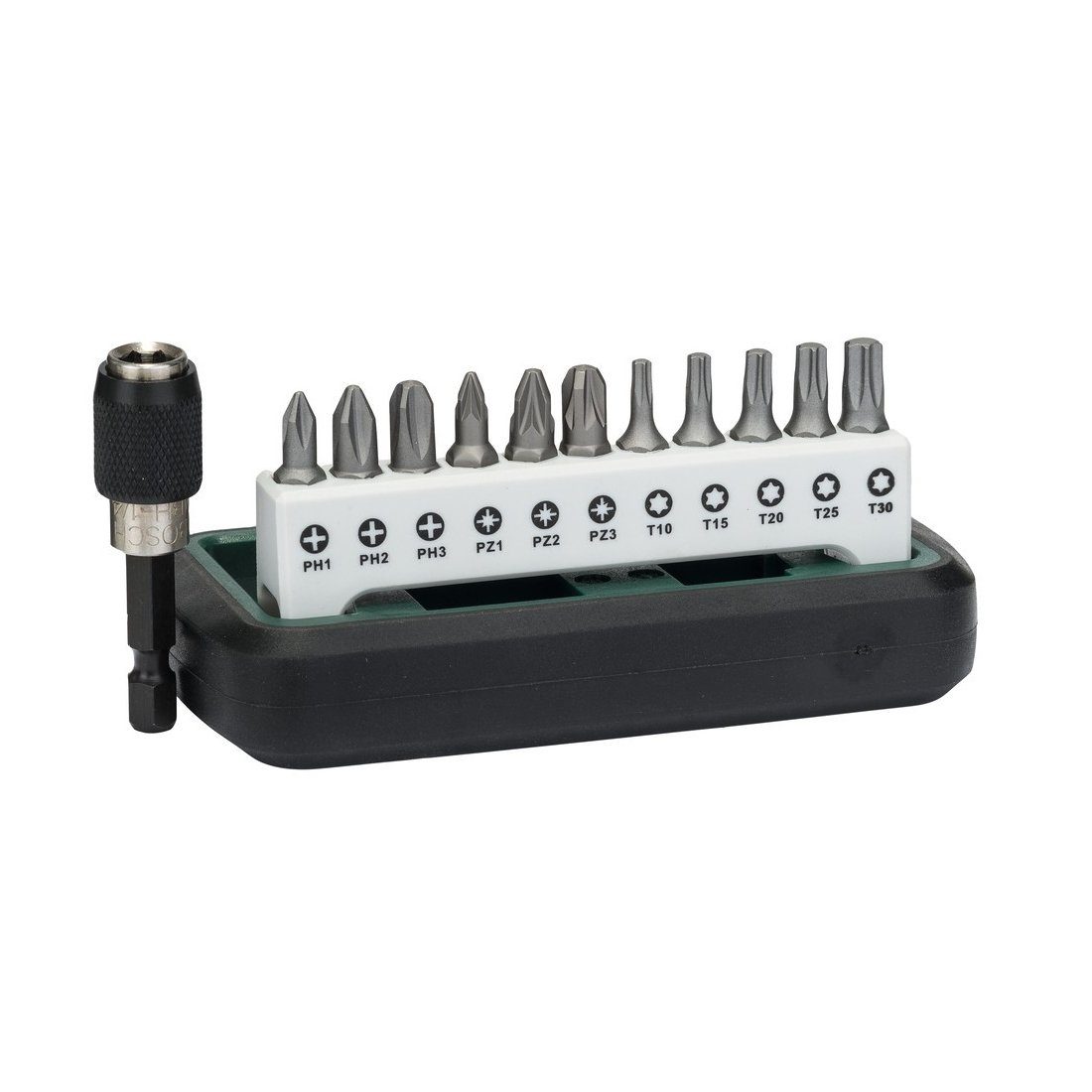 Boscha Montagewerkzeug DIY 12tlg.Kompakt Bitset 5x Torx, 6x Kreuzschlitz, 1 Magnethalter