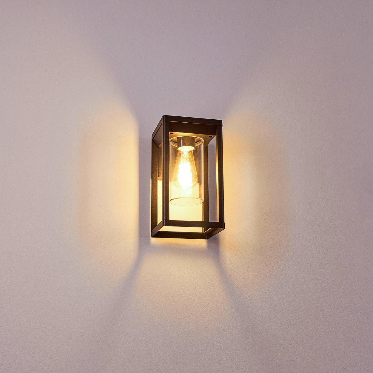 Außen-Wandleuchte Schwarz, Wandleuchte/Cube Metall/Kunststoff Lichteffekt Außenleuchte ohne mit Wandlampe aus hofstein Leuchtmittel, mit E27en, in Außenmoderne »Sbarre«