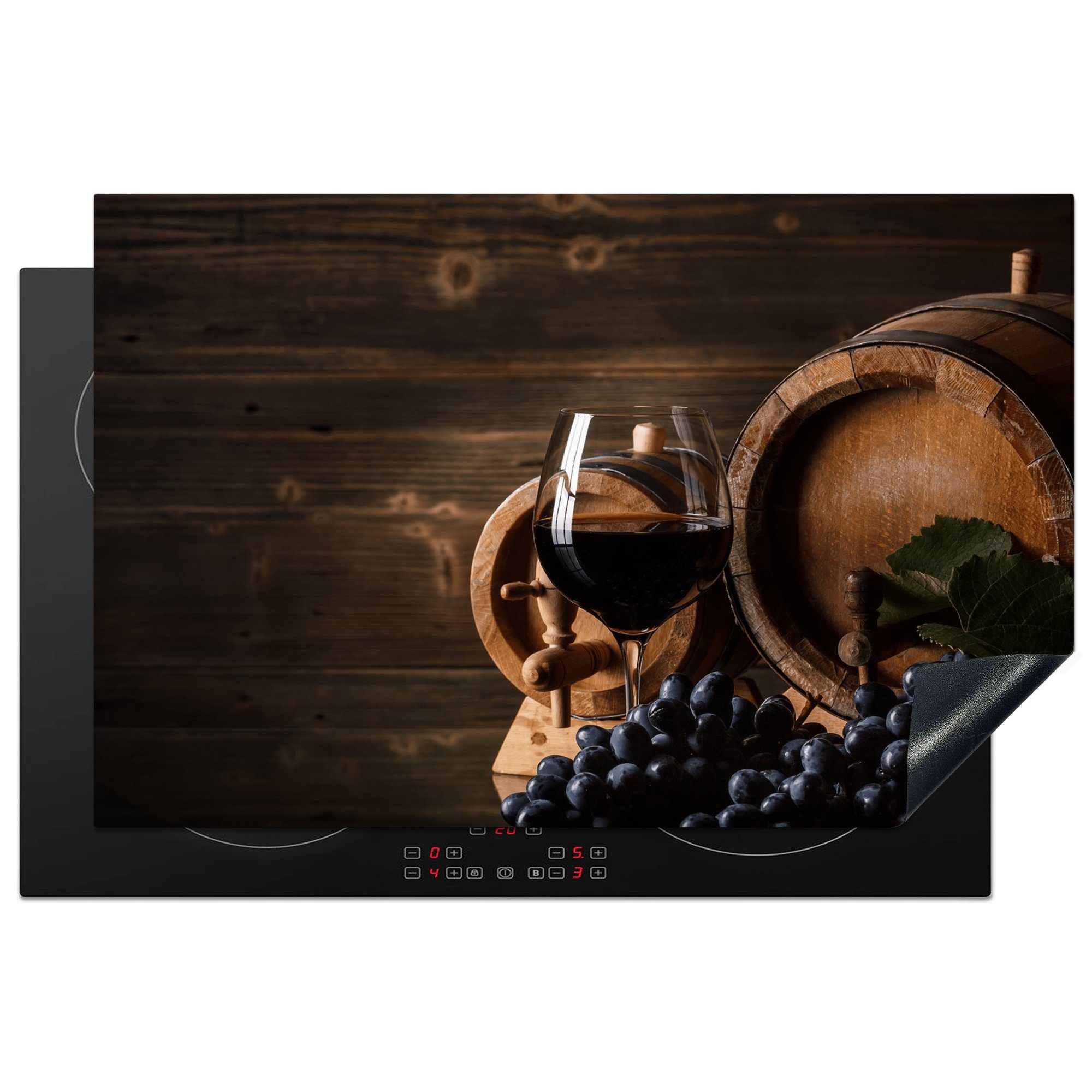 MuchoWow Herdblende-/Abdeckplatte Induktionsschutz - Wein - Induktionsmatte - Weinglas, Vinyl, (1 tlg), 81x52 cm, Induktionskochfeld Schutz für die küche, Ceranfeldabdeckung