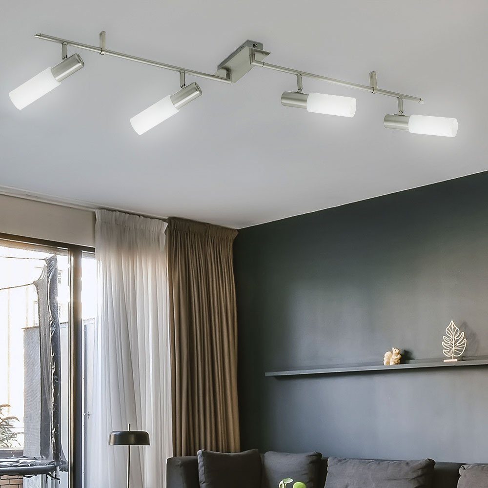 Deckenleuchte LED etc-shop Warmweiß, silber Spotleiste Deckenleuchte, Leuchtmittel inklusive, Wohnzimmer Deckenstrahler