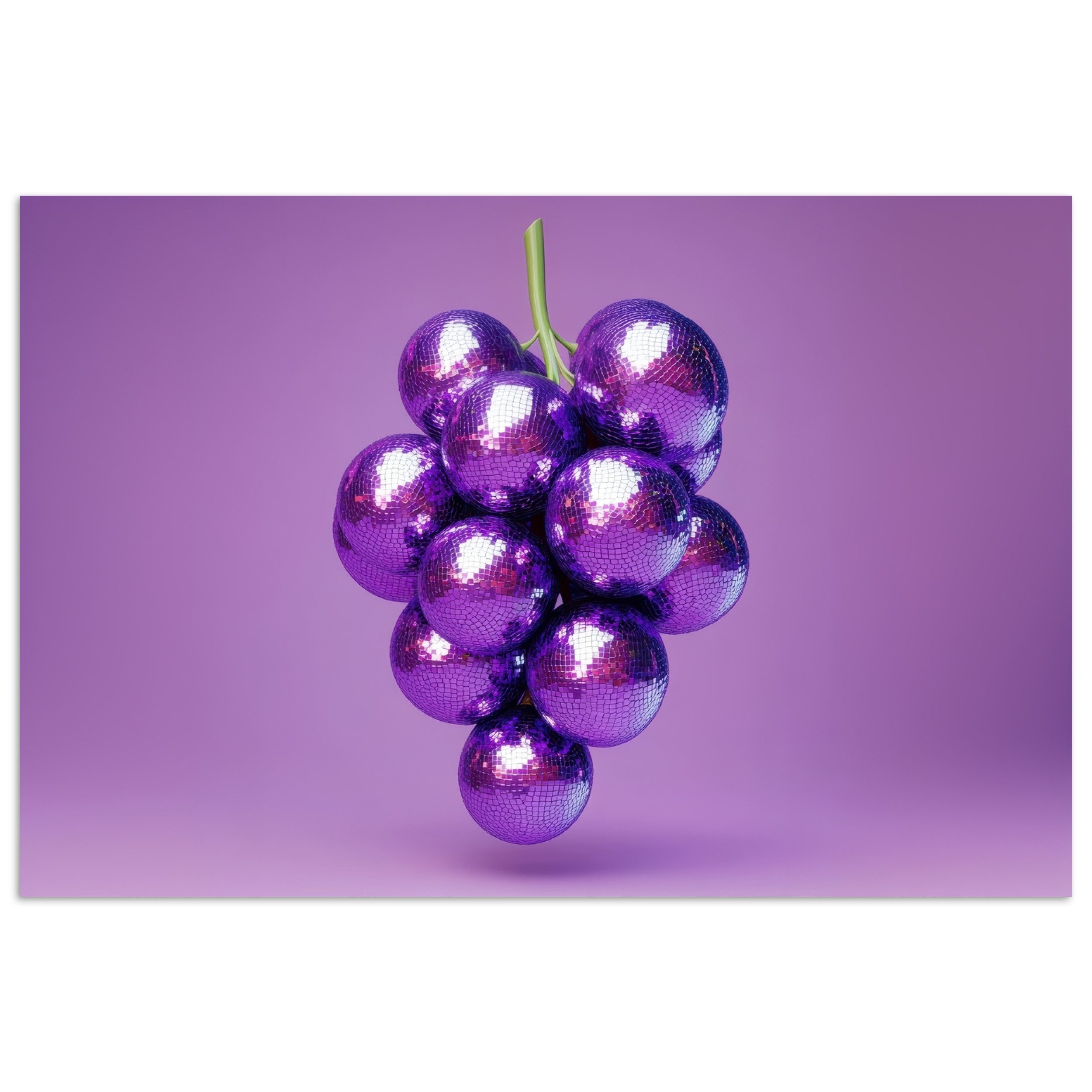MuchoWow Poster Weintraube - Disco - Glitzer - Lila, (1 St), Poster ohne Rahmen, Wandbild, Wandposter, 30x20 cm