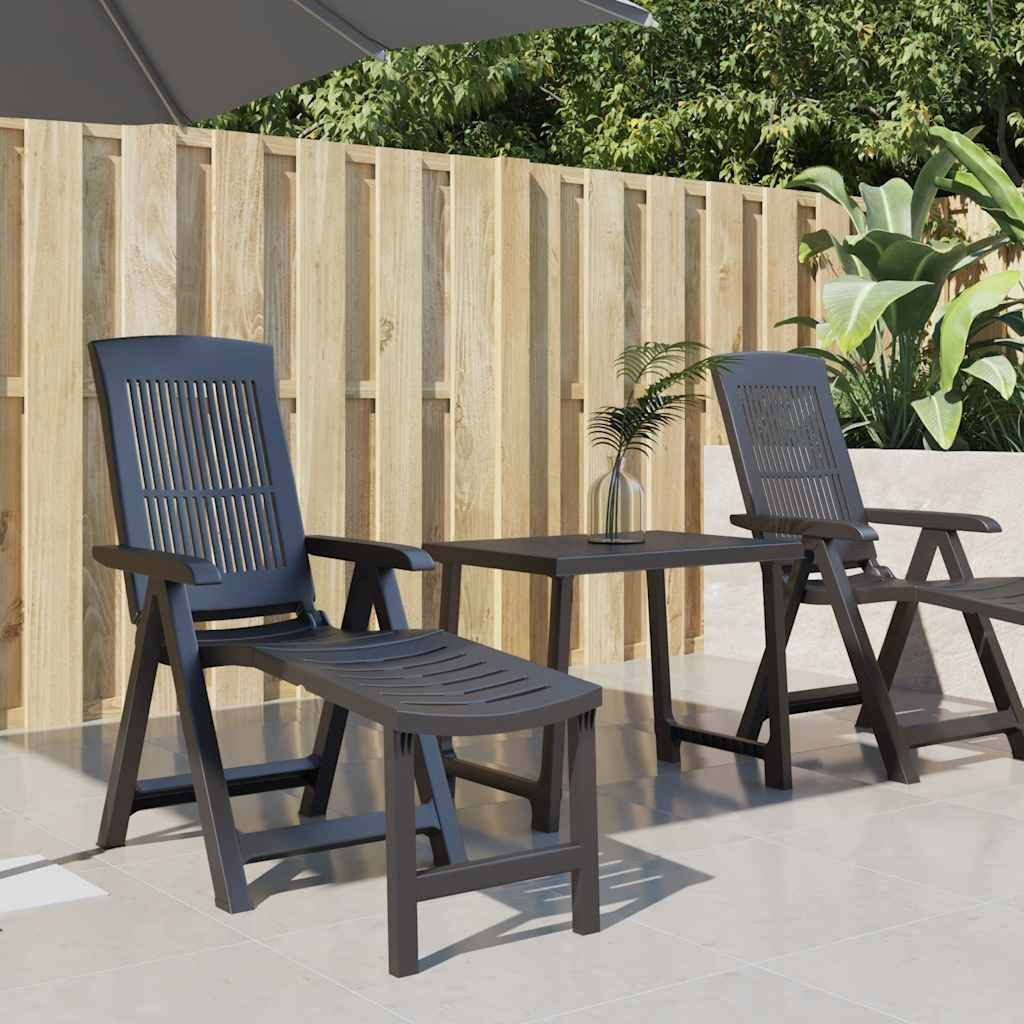 vidaXL Gartenliege vidaXL Sonnenliege Anthrazit Kunststoff, Garten Strandliege