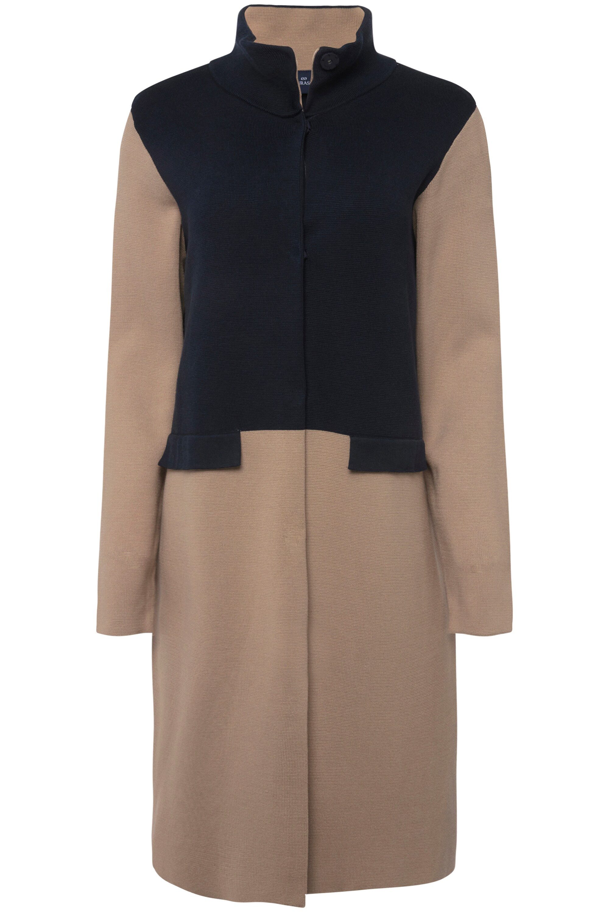 Laurasøn Strickjacke Strickjacke zweifarbig Stehkragen Druckknöpfe günstig online kaufen
