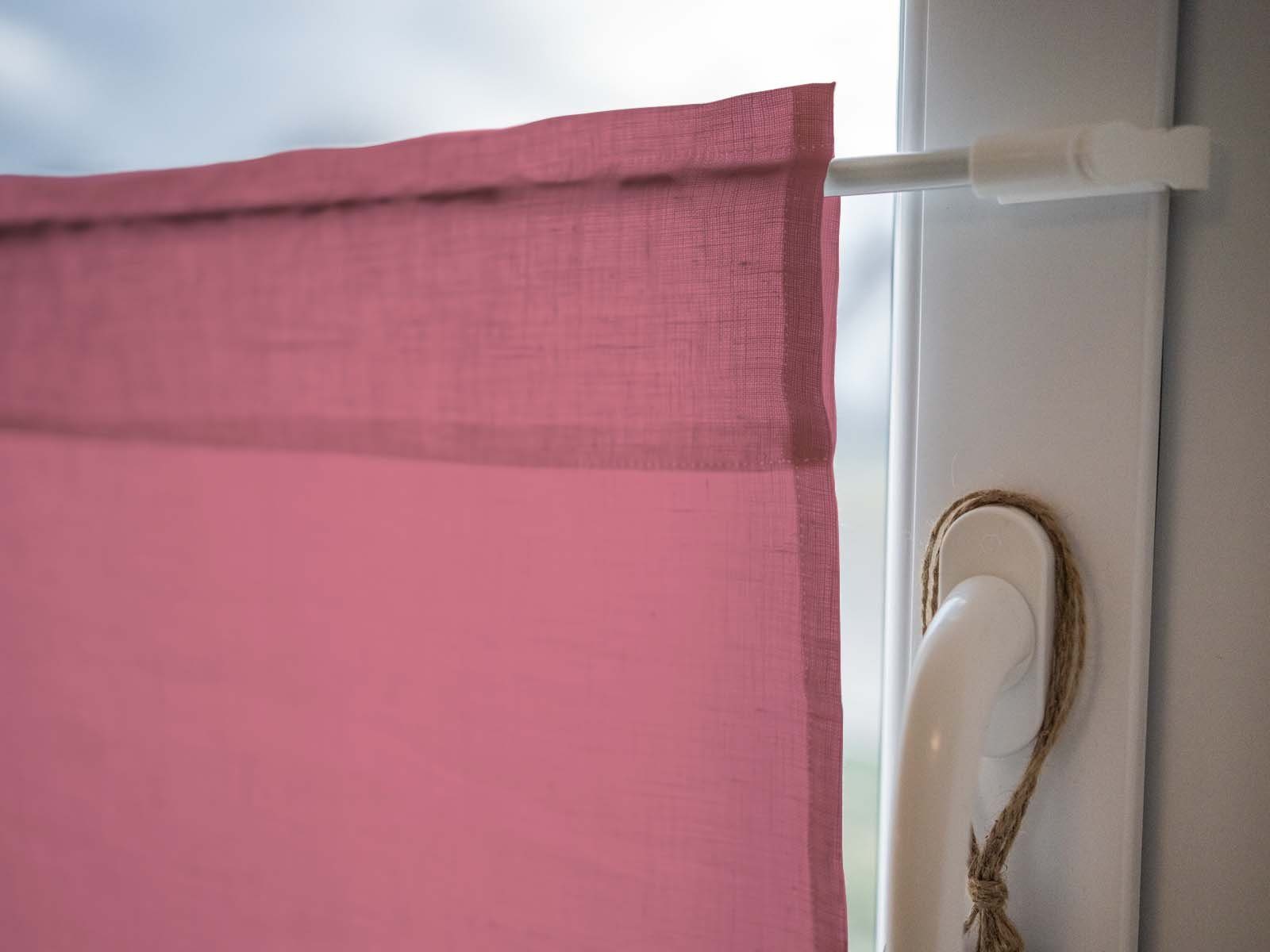 beties Scheibengardine Leinen (1 St), Stangendurchzug, halbtransparent, 100% Leinen, Bistrogardine 45x85 cm Landhausstil mit Tunnelaufhängung Fertiggardine