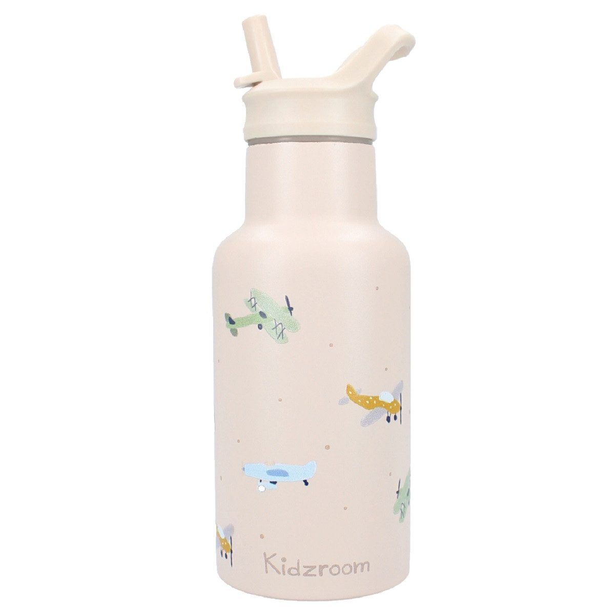 Trinkflasche Wasserflasche 350 ml für Kinder aus Edelstahl mit Strohhalm