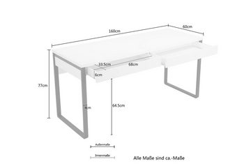 Places of Style Schreibtisch Moid, Breite 160 cm, mit Metallbeinen & 2 Schubladen