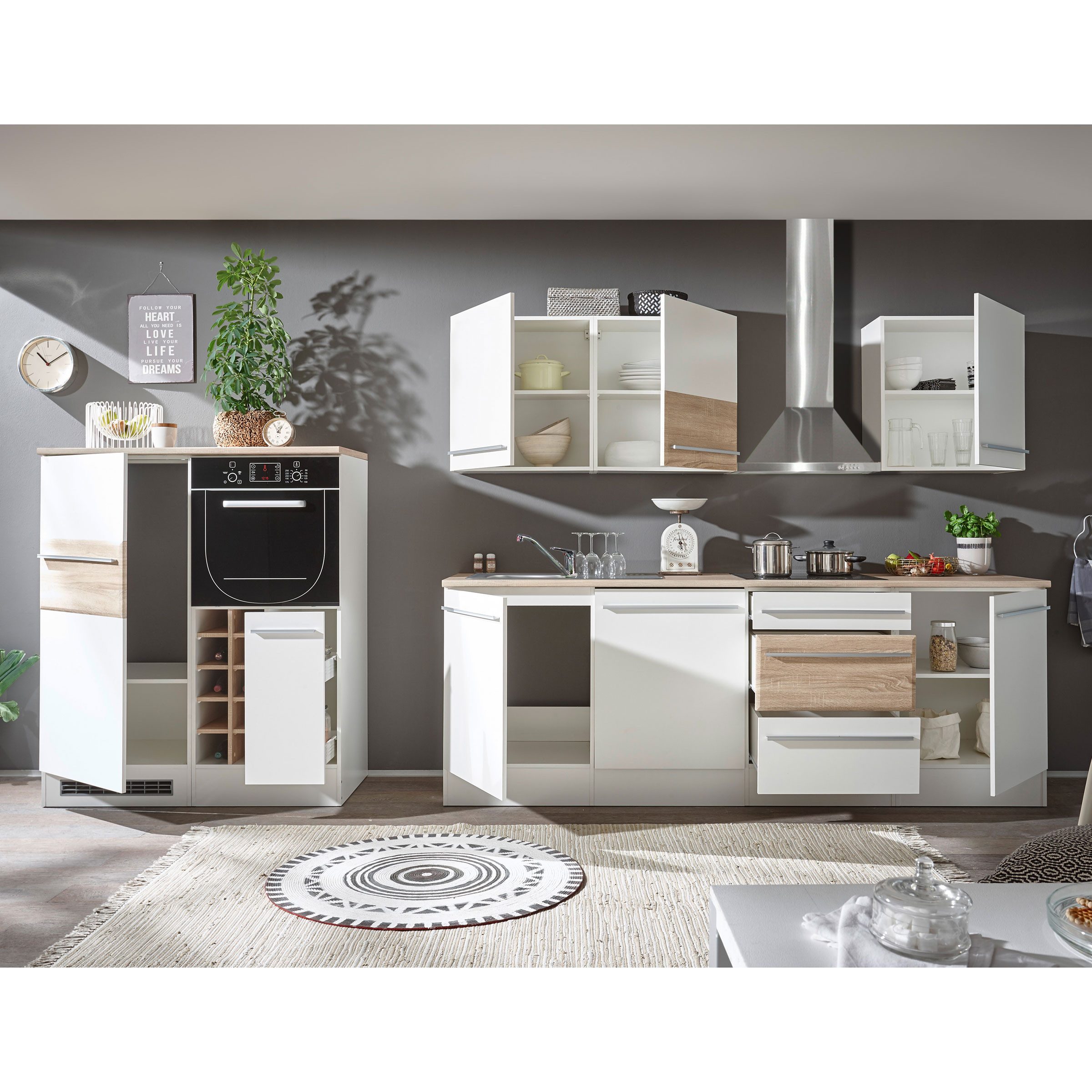 Bega Consult Küchenzeile Küche Welcome Big weiß matt Sonoma 240+120 cm ohne günstig online kaufen