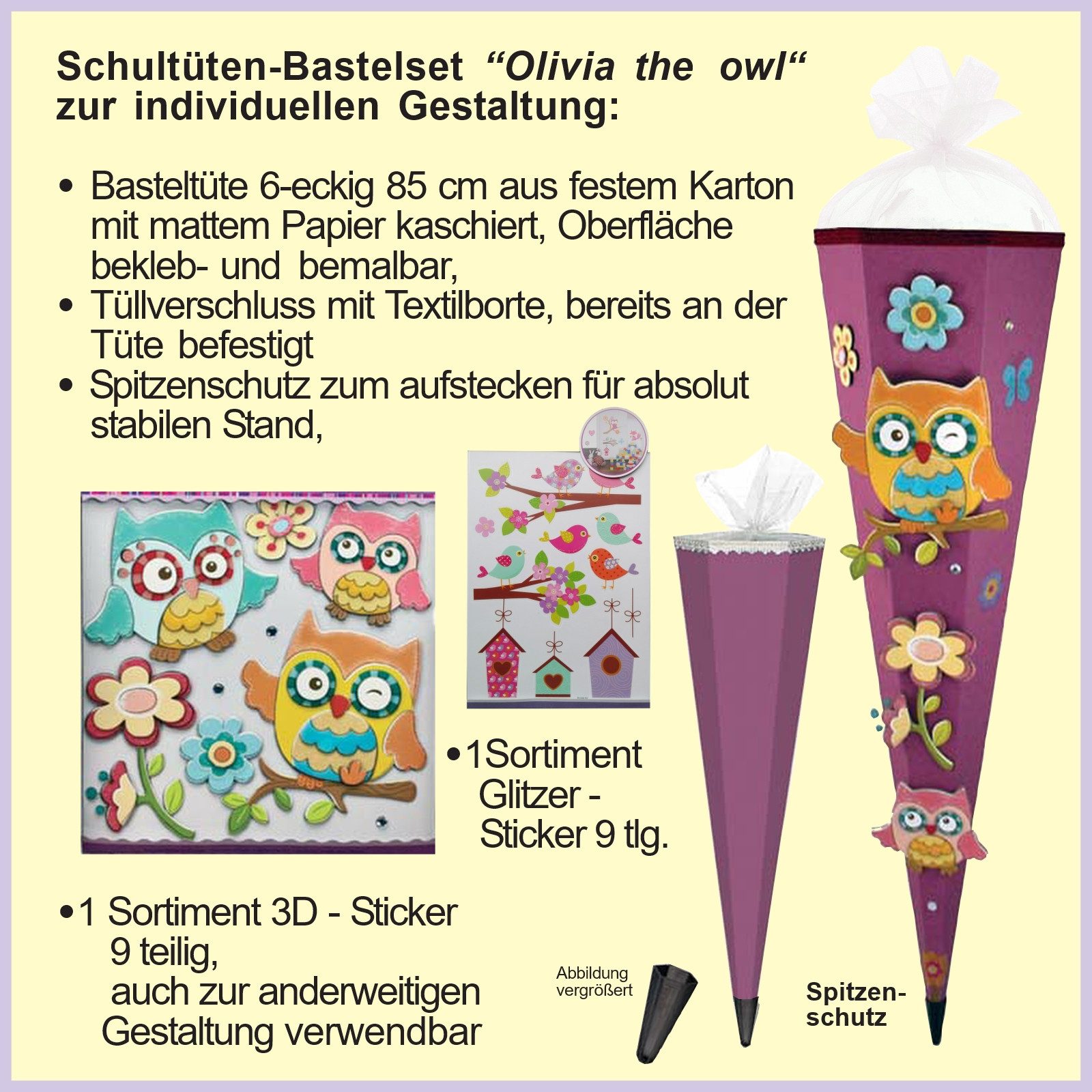 Pridera Schultüte Schnell-Basteltüte für Mädchen in unterschiedlichen Motiven