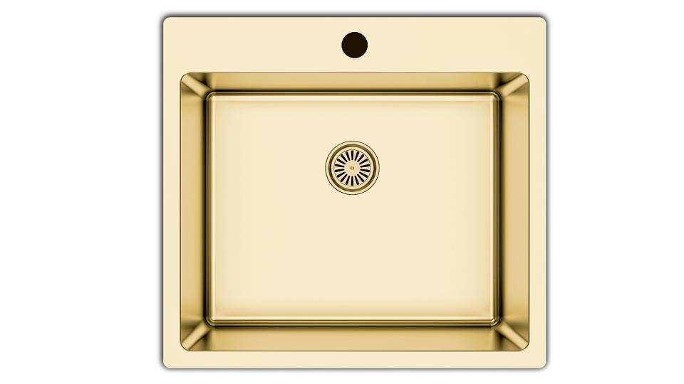 cm 50.5/40 eckig, inkl. Edelstahlspüle Einbau Siphon-Set, Küchenspüle Faizee Edelstahlspüle Edelstahl Gold 50,5x55 Möbel