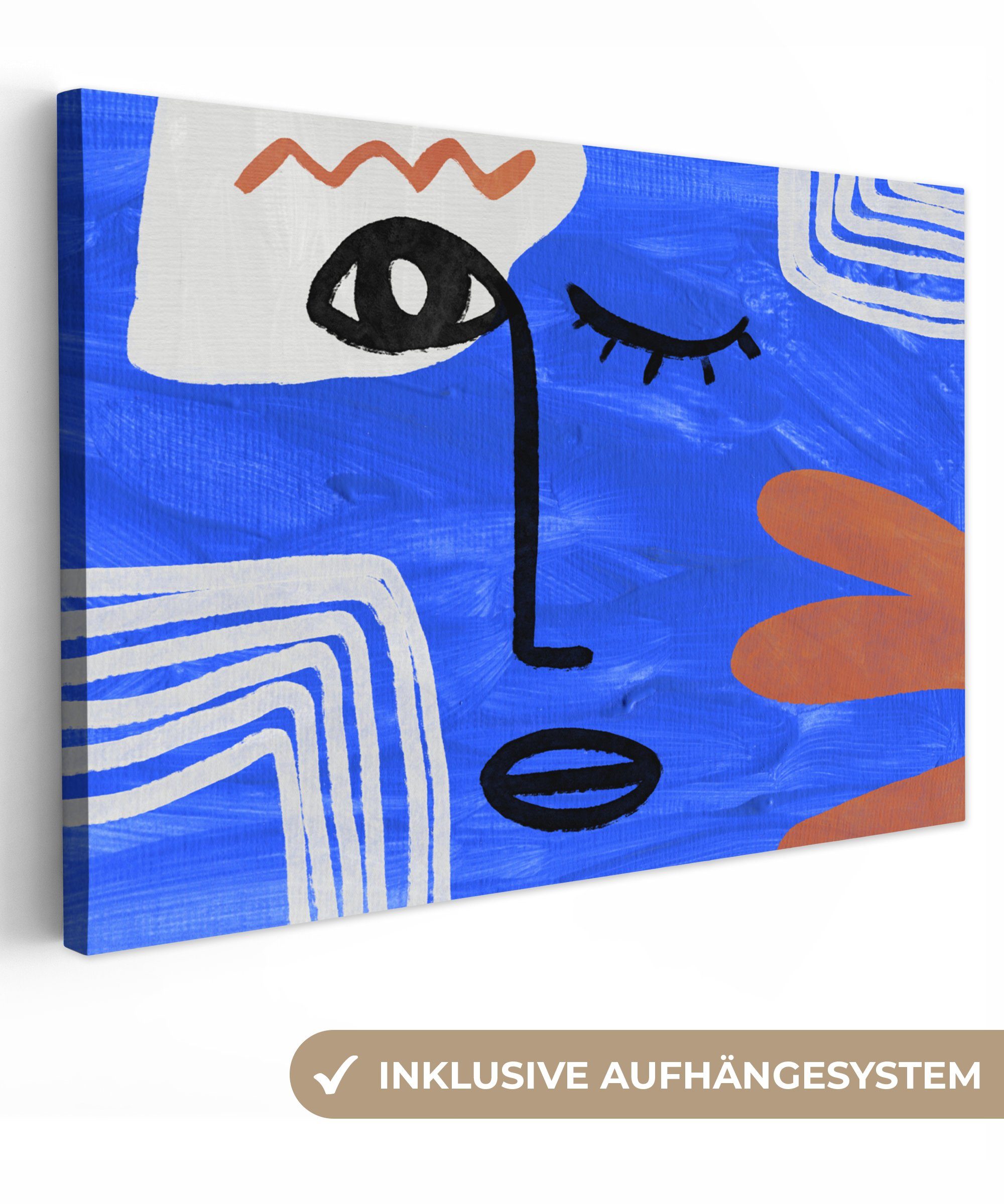 OneMillionCanvasses® Leinwandbild Gesicht - Blau - günstig online kaufen