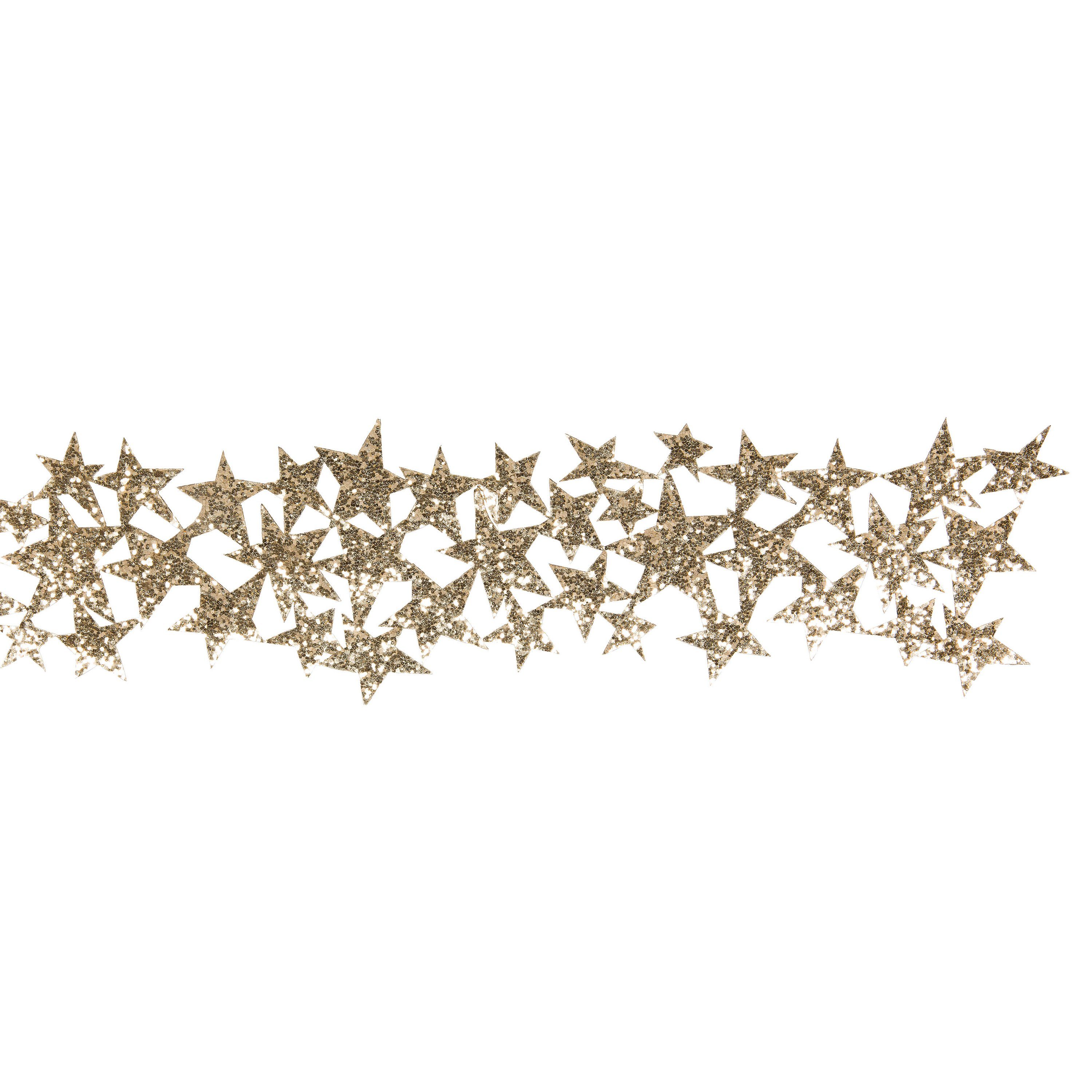 HALBACH Packpapier Glitterband Sterne 90 mm, 1 m lang Gold