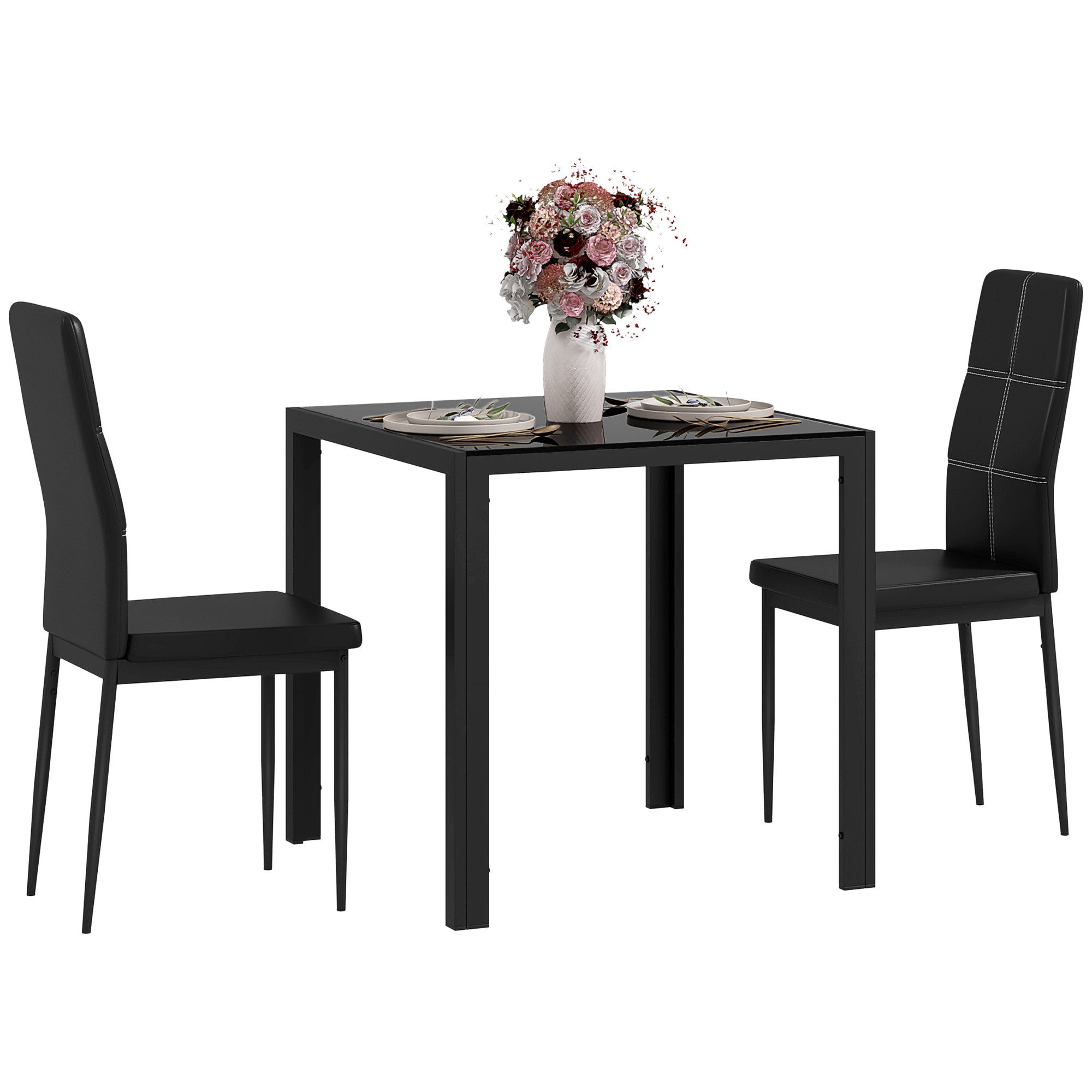 HOMCOM Essgruppe mit Glas-Tischplatte, (Esstisch mit günstig online kaufen