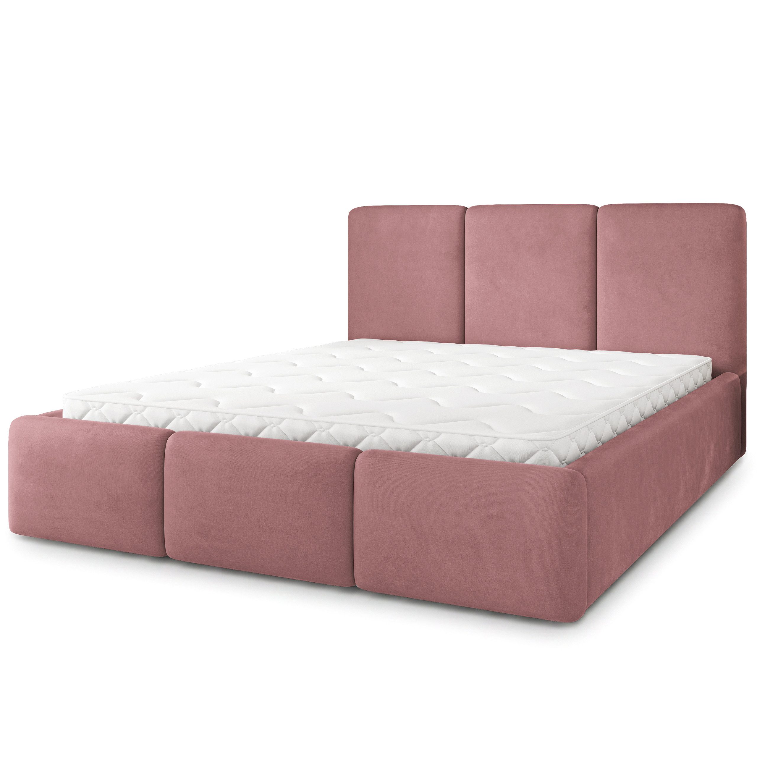 Masseno Polsterbett MORENA 120x200 cm rosa (mit Bettkasten und Lattenrost)