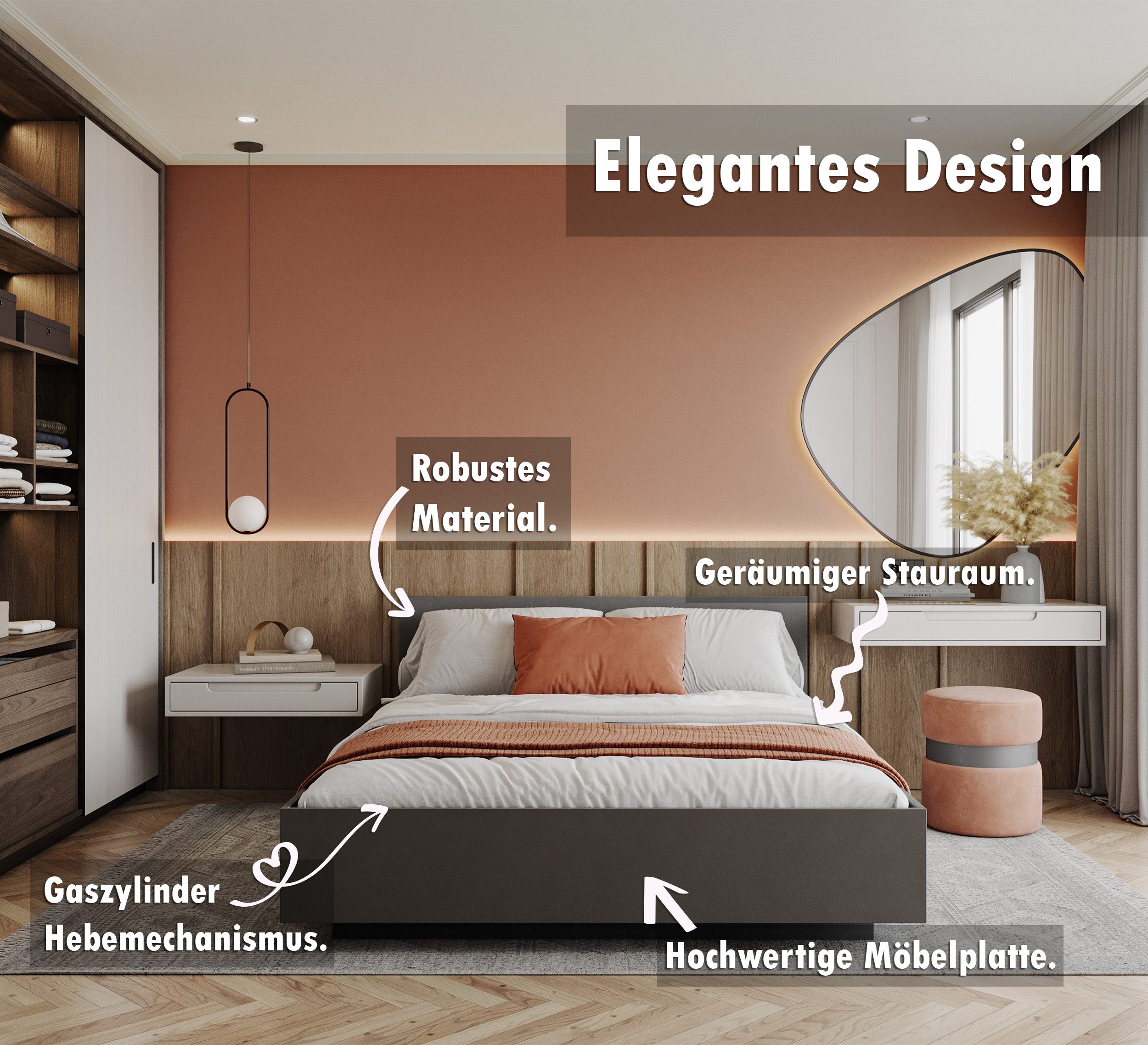 FDM Stauraumbett moderner Bettrahmen Doppelbett 120x200, günstig online kaufen