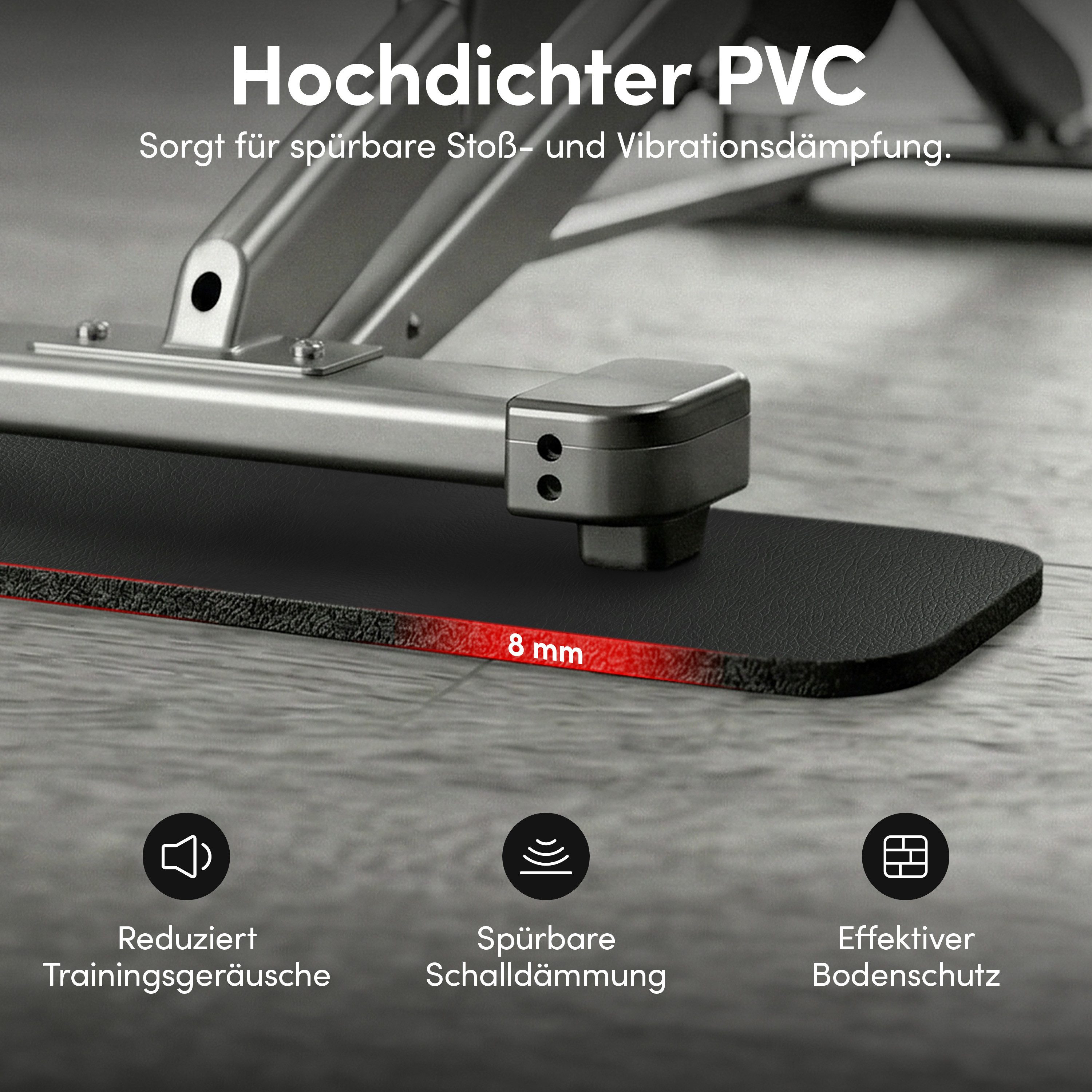 NEOLYMP Bodenmatte Bodenschutzmatte Fitnessgerät –Laufband Matte 8mm Dicke - rutschfest (Bodenschutzmatte Fitness - langlebig & stoßdämpfend - Sportmatte), Fitness Unterlegmatte für Crosstrainer – Gymnastikmatte, Fitnessmatte