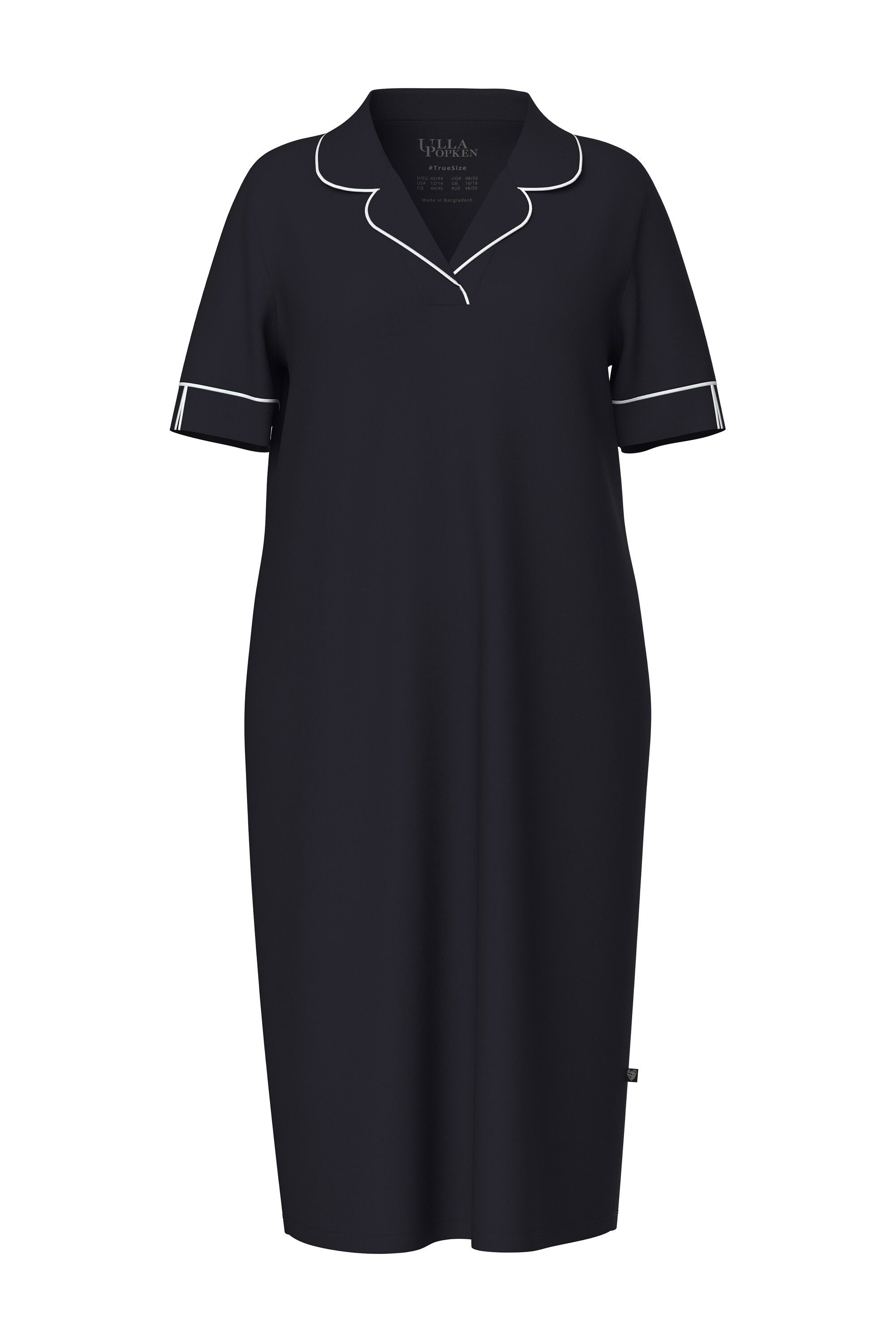 Ulla Popken Nachthemd Nachthemd Zierpaspeln Reverskragen Halbarm günstig online kaufen