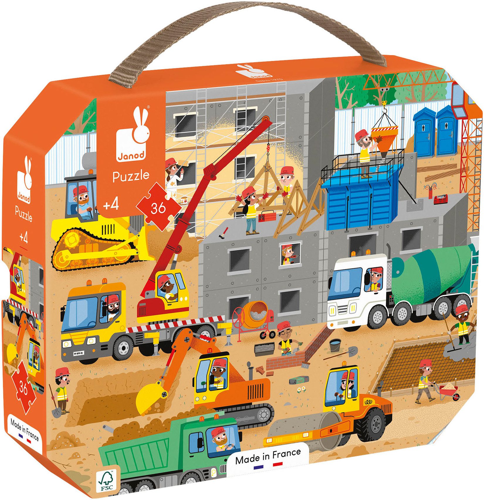 Janod Puzzle Baustelle, 36 Puzzleteile, FSC® - schützt Wald günstig online kaufen