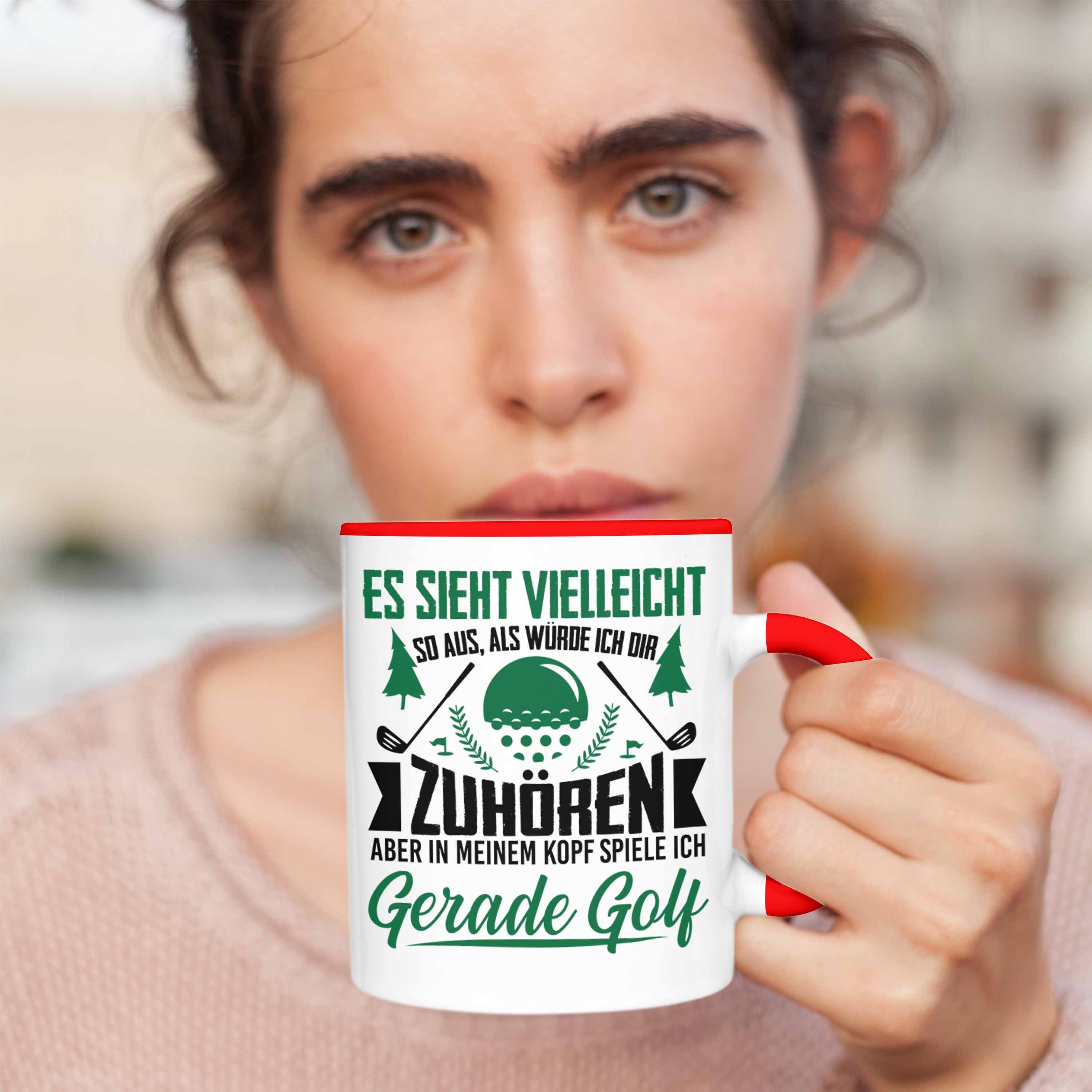 Trendation Tasse Spruch Kaffeetasse Tasse mit - Golf Golfer Geschenkidee für Rot Geschenk Golfer - Trendation