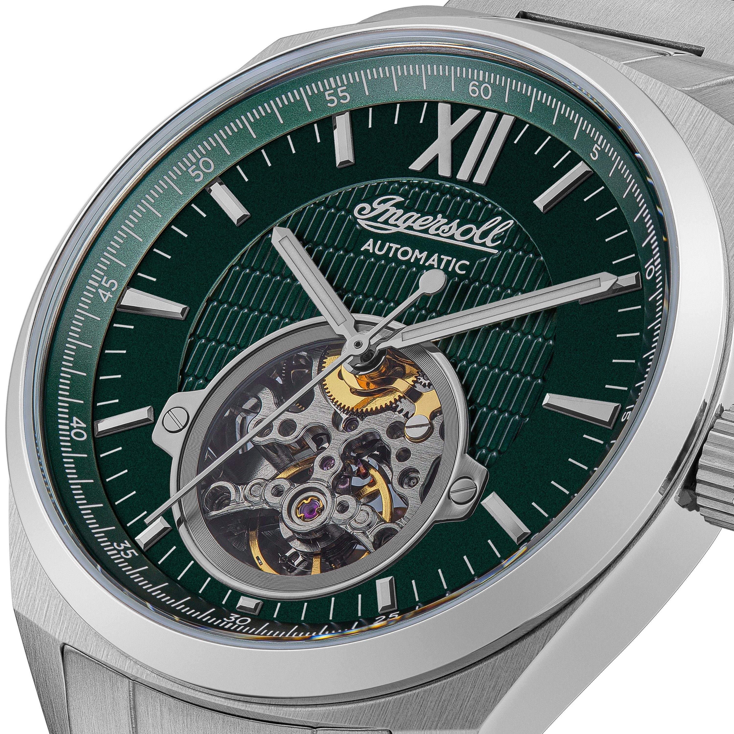 Ingersoll Automatikuhr The Shelby 44mm Automatikuhr Edelstahl 44 The Shelby, Offene Unruhe