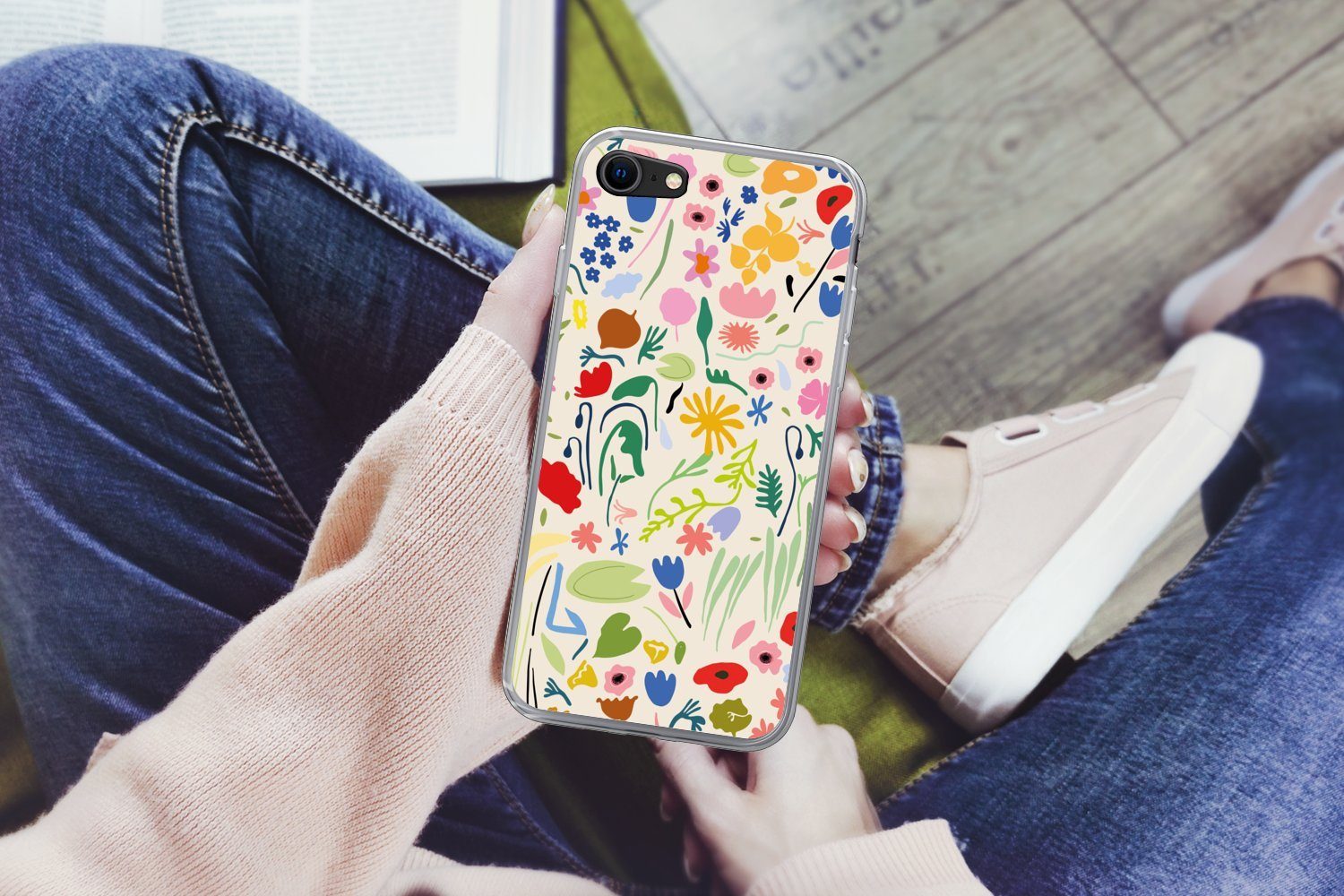 MuchoWow Handyhülle für Apple iPhone 7 Blumen - Muster - Pflanzen, Smartphone-Bumper, Print, Handy Schutzhülle Dünn