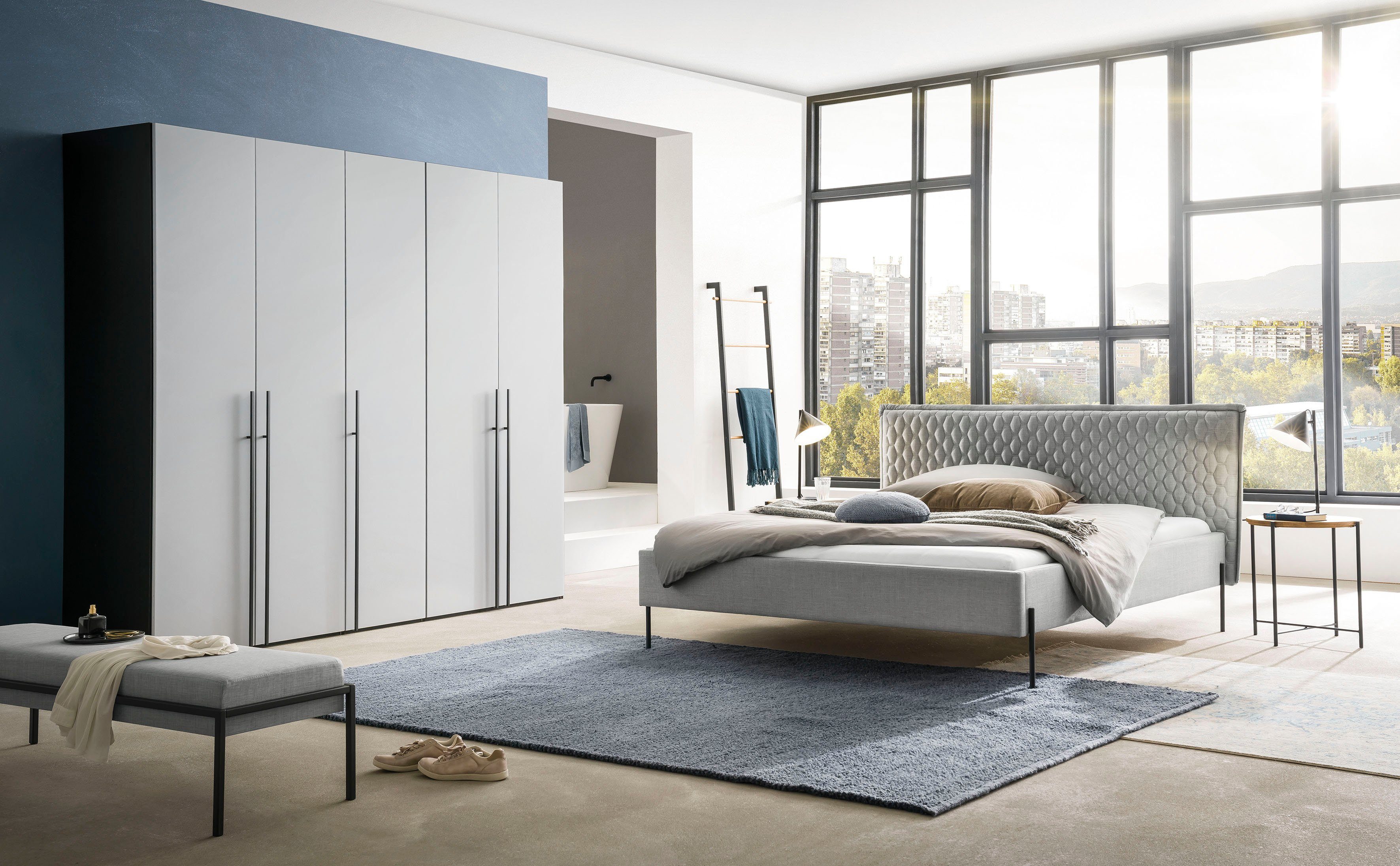 HASENA Polsterbett Gloria, in schönem Strukturstoff, mit trendiger Wabensteppung und Stehsaum