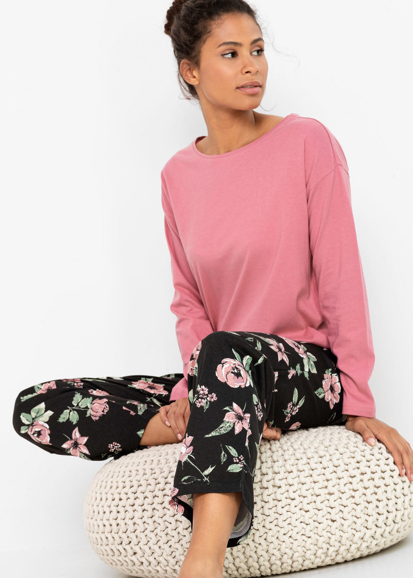 bonprix Pyjama (Set, 2 tlg) bequeme Passform, aus Baumwolle günstig online kaufen
