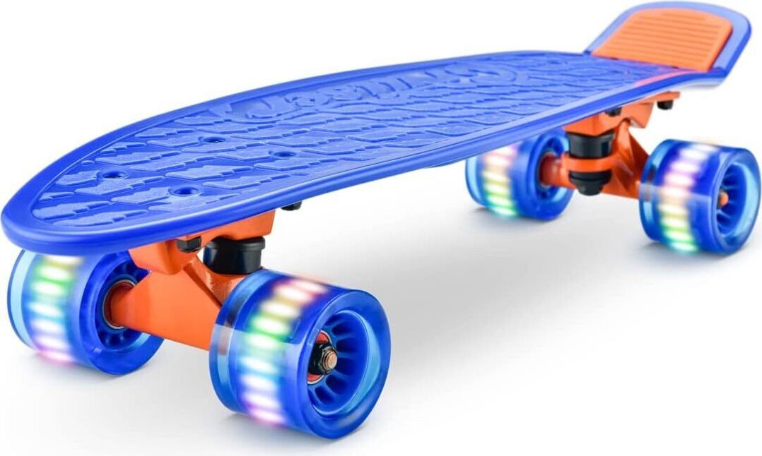 Pyle Skateboard Hurtle, Mini Cruiser Skateboard für Kinder & Erwachsene, für Mädchen & Junge, Penny Board mit LED Rollen, Anti-Rutsch Deck