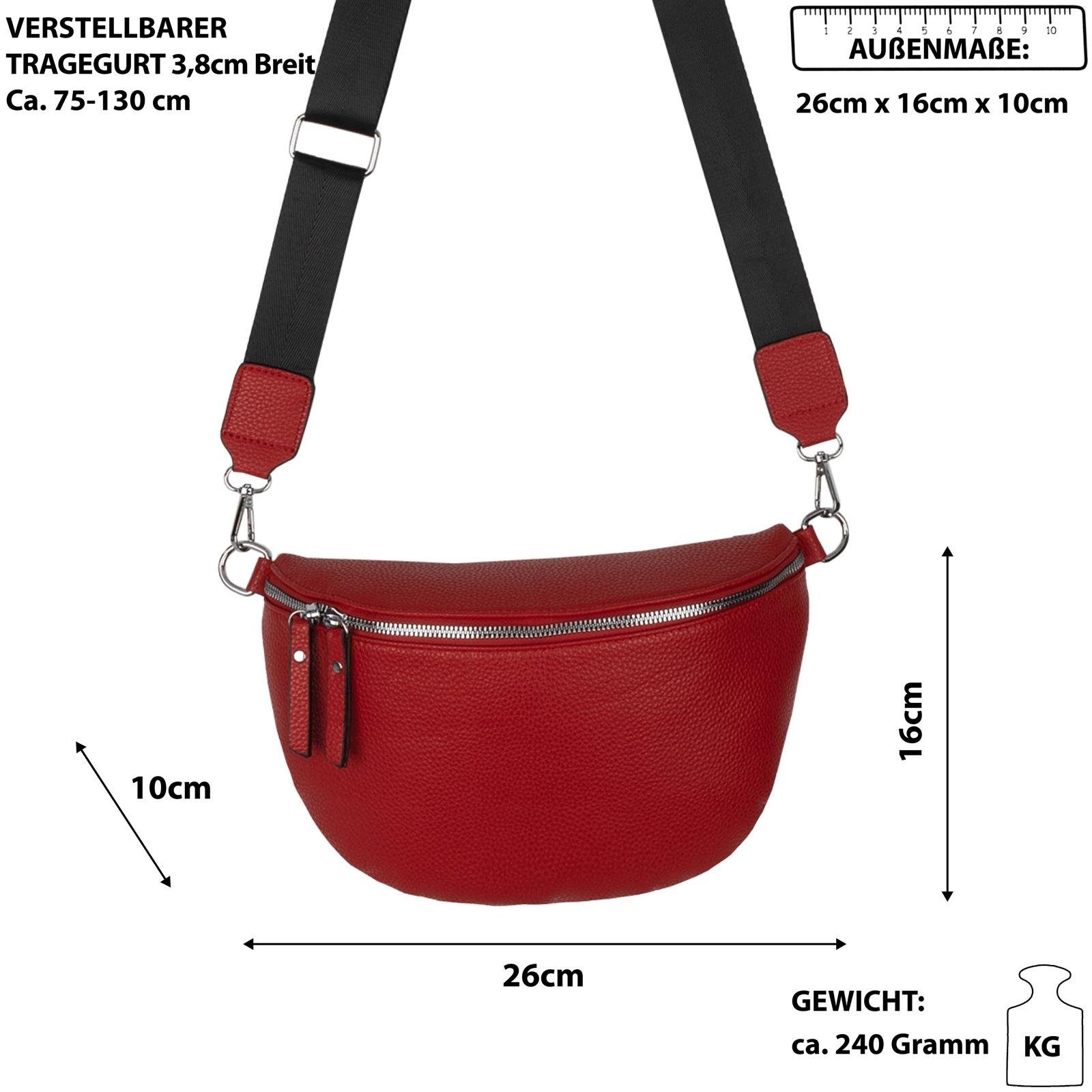 RED als Umhängetasche CrossOver, Gürteltasche Italy, Kunstleder Bauchtasche EAAKIE XL Hüfttasche Crossbody-Bag Schultertasche, tragbar Umhängetasche