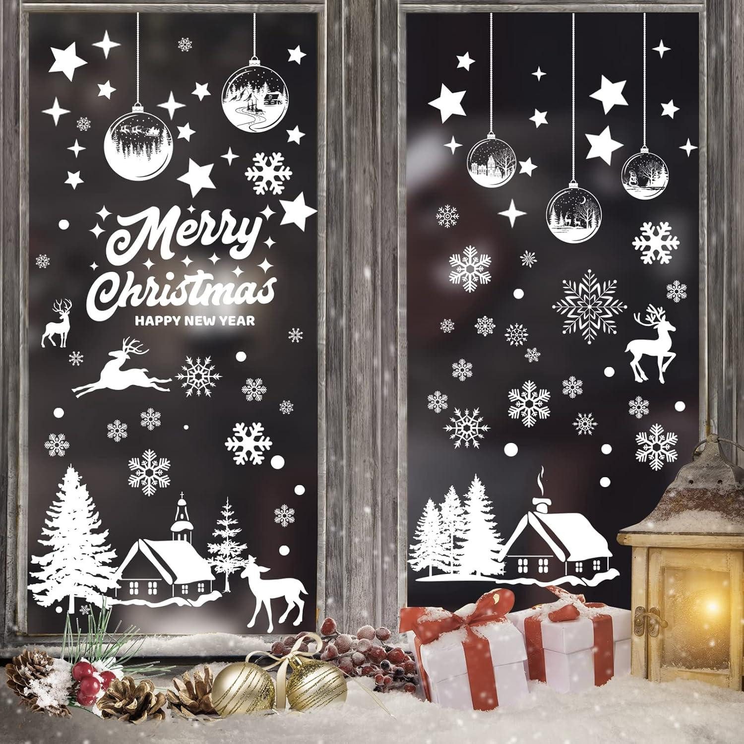 Dekohänger Fensterbilder Weihnachten Schneeflocken Fensterdeko Selbstklebend 9