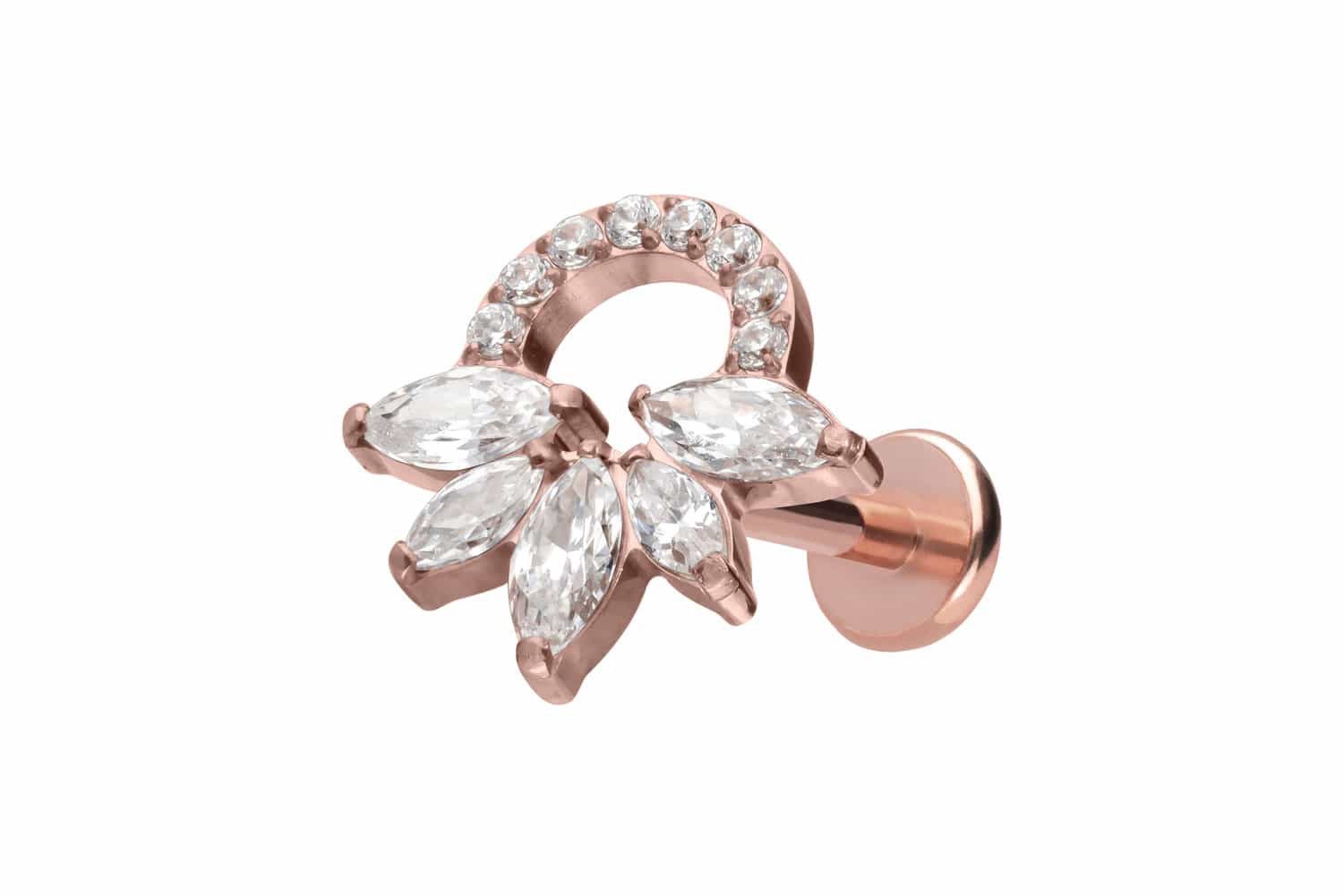PIERCINGLINE Piercing-Set Titan Labret mit Push Fit KRISTALLRASSEL (Labrets, 1-tlg)