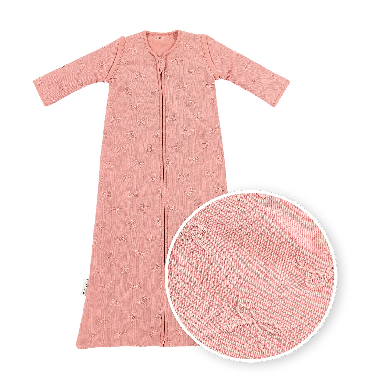 Meyco Baby Babyschlafsack Bow Rose (Baumwolle, Polyester, Elastan, 1 tlg), 90cm