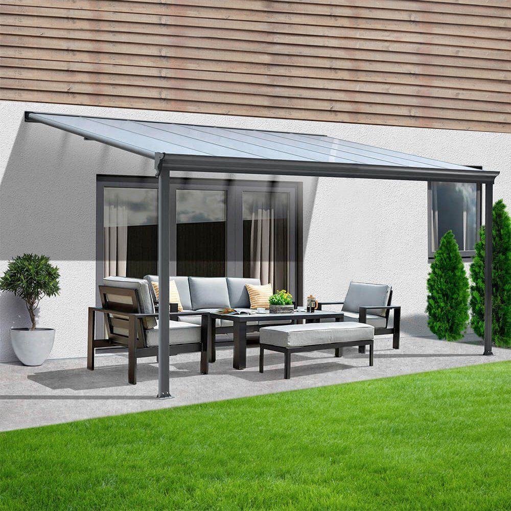 HOME DELUXE Terrassendach Terrassenüberdachung SOLIS Grau, günstig online kaufen