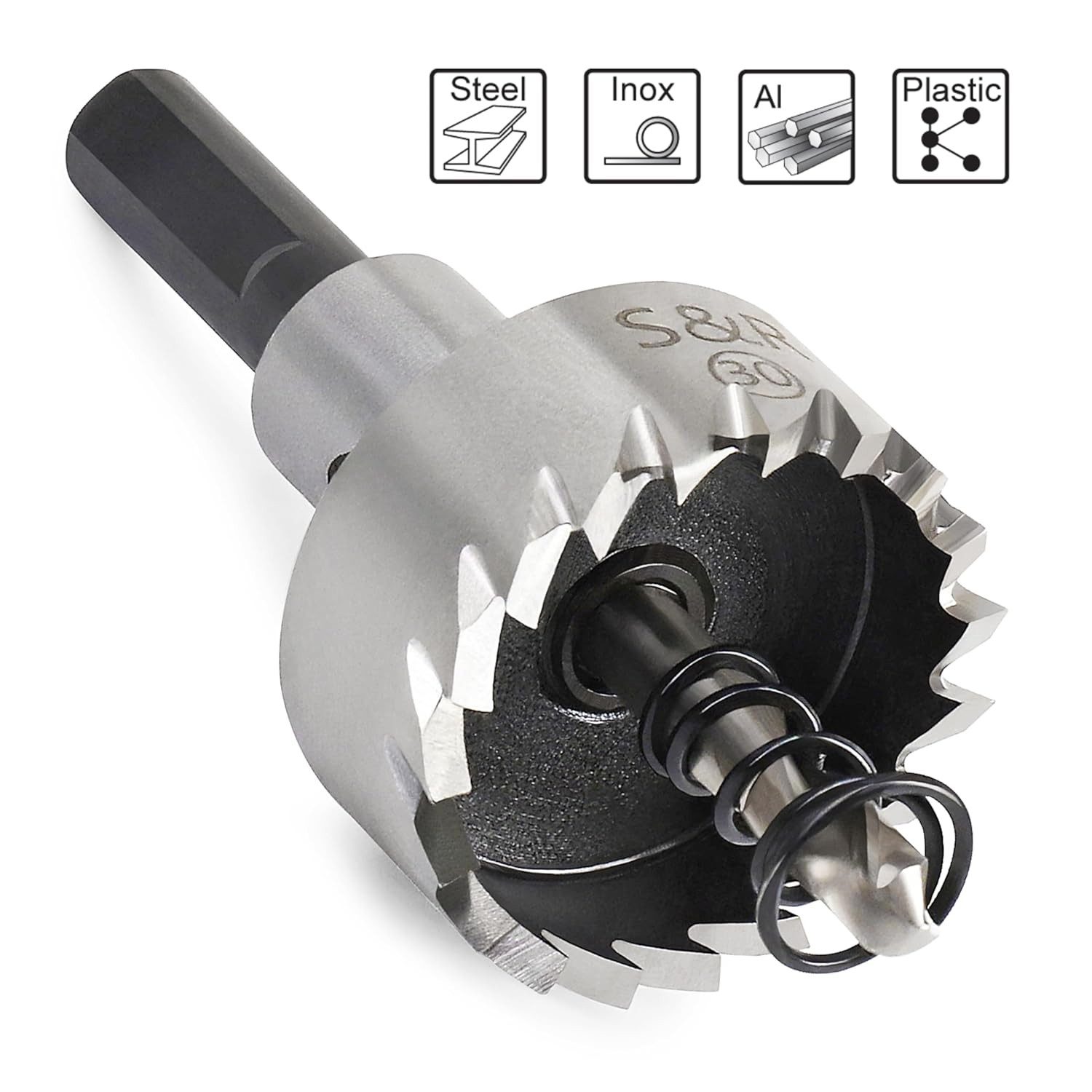 S&R Lochsäge HSS COBALT Stahl, 5% Kobalt-legiert, M35, HRC 64-66, Combo-Verzahnung, Set, 5-tlg., 5 teilig: 16 / 18,5 / 20 / 25 / 30 mm, Lochsägen-Satz für Metalle, Stahl, Edelstahl, Aluminium, Kunststoffe