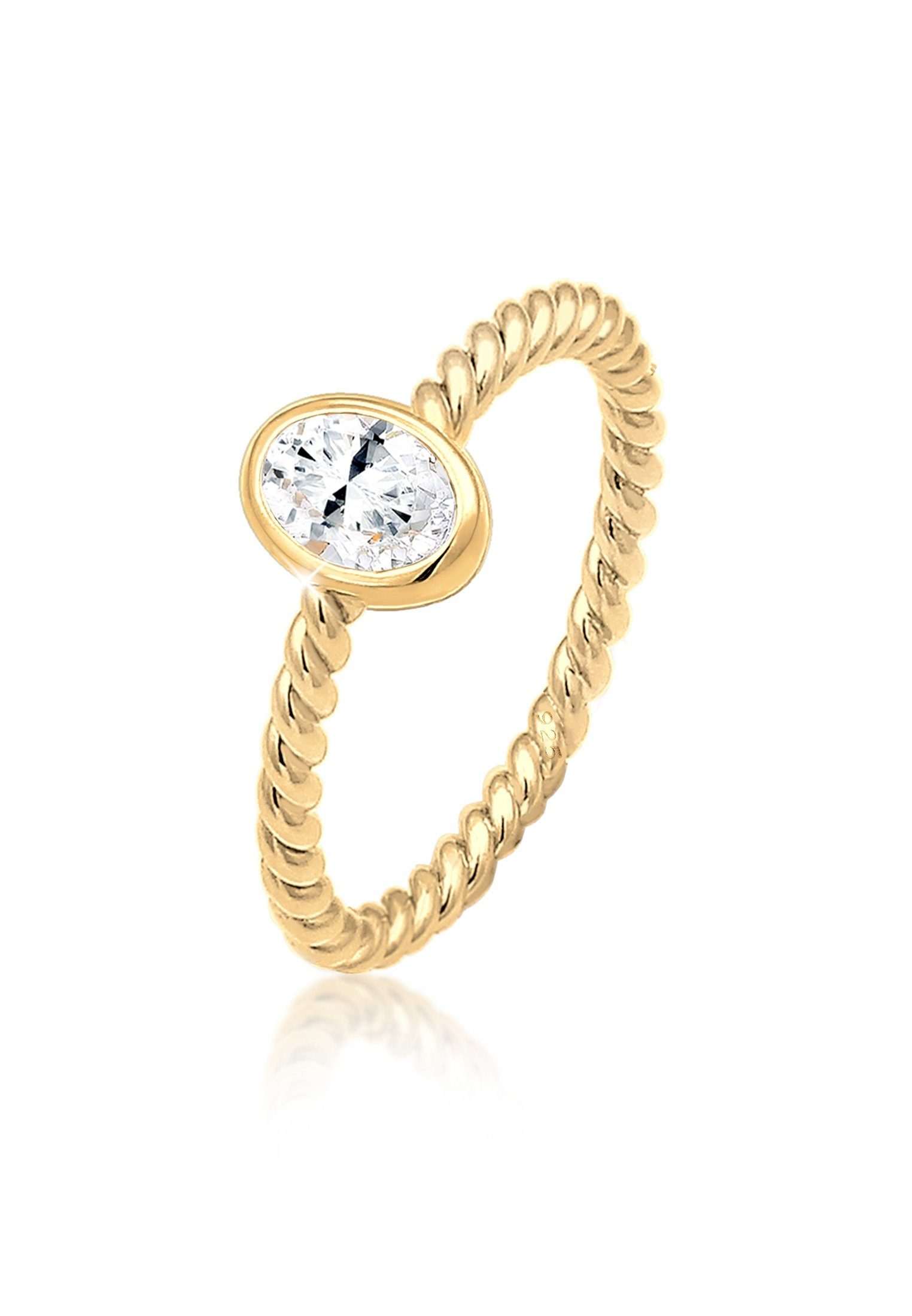 Elli Premium Verlobungsring Verlobungsring Topas Weiß 925 Sterling Silber vergoldet
