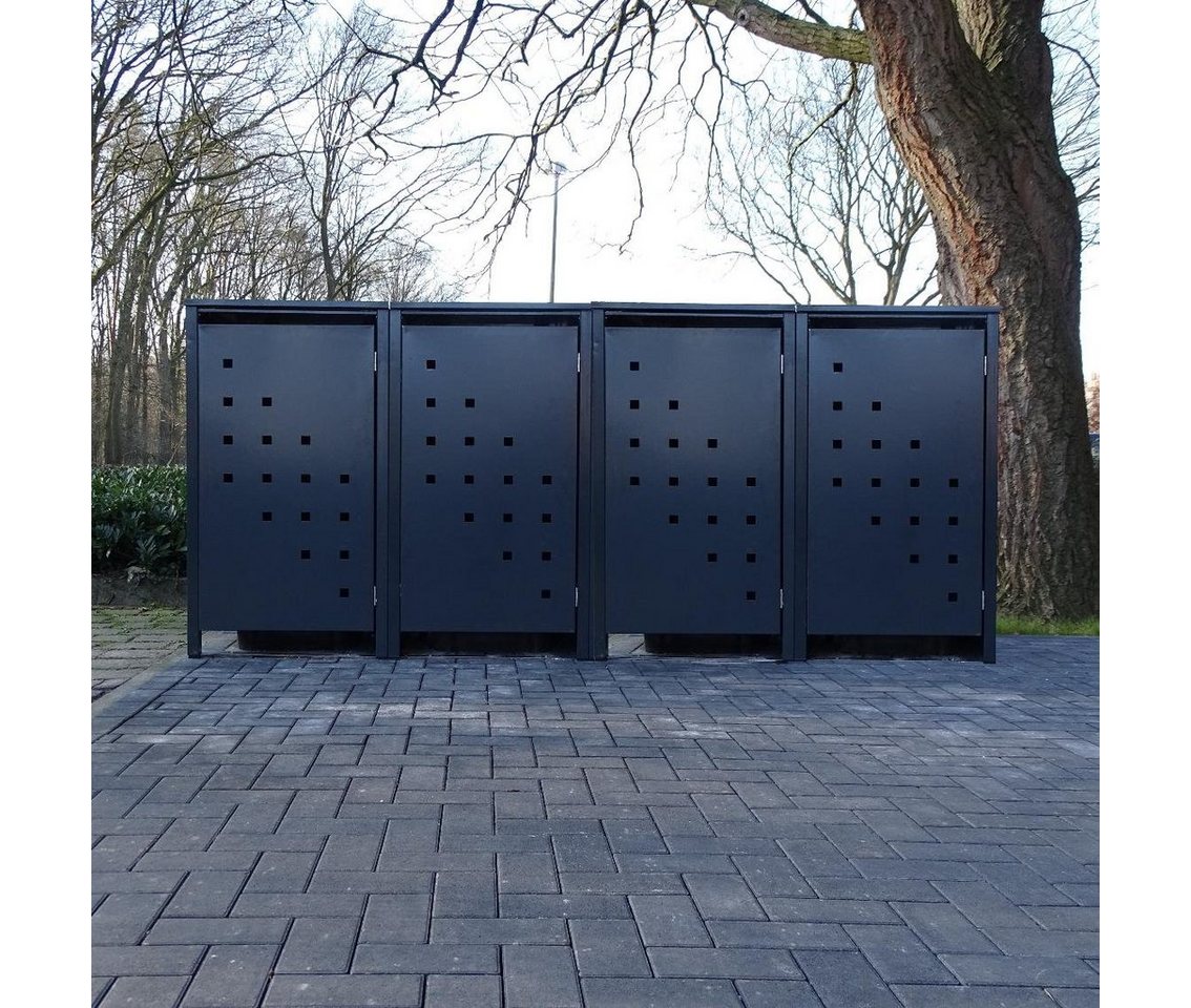 Thumbnail - SRM Design Mülltonnenbox 4 Mülltonnenboxen Modell No.3 Anthrazit komplett RAL7016 für 120 Liter