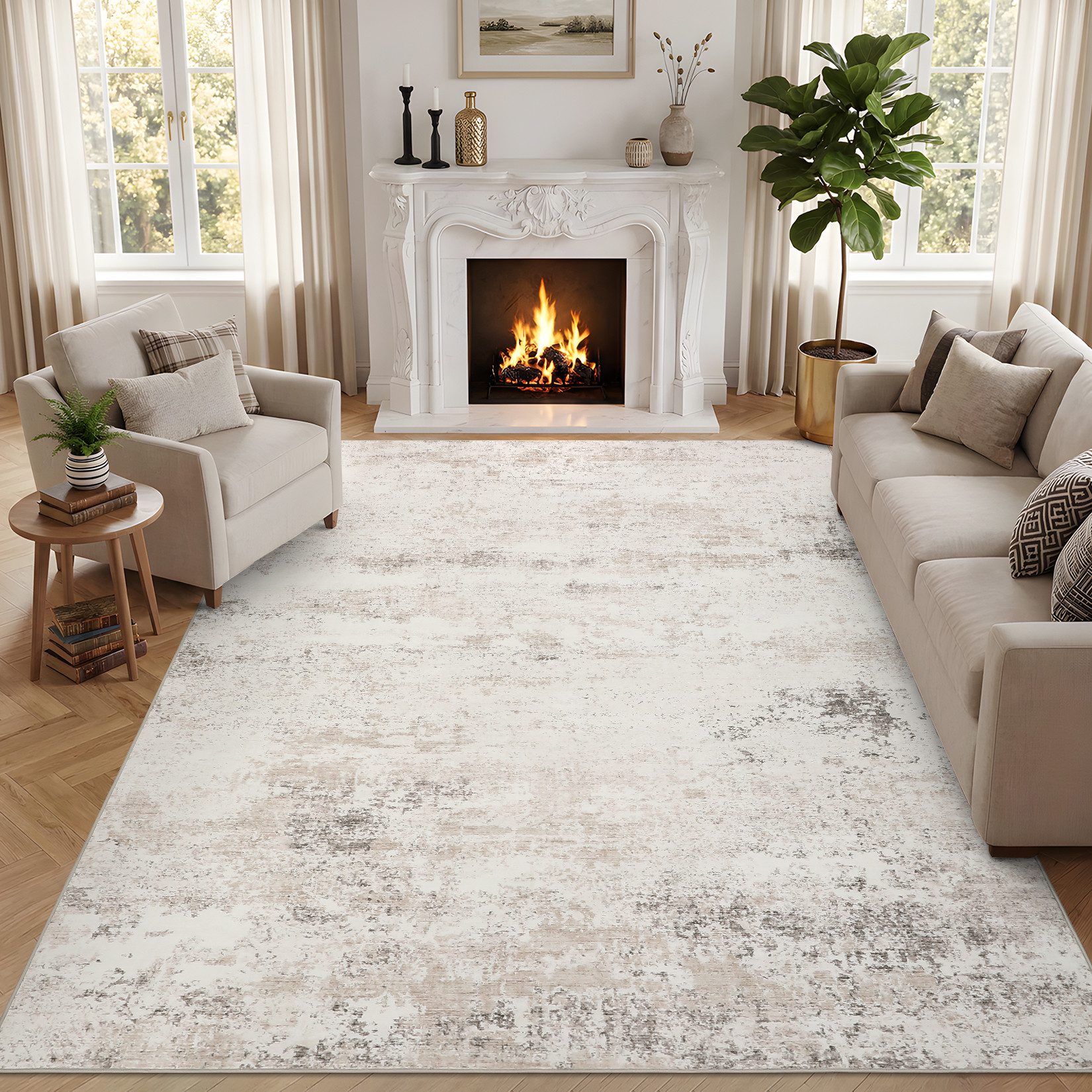 GarveeMore Teppich Moderner Abstrakter Teppich mit Künstlerischem Design für Wohnzimmer, rechteckig, Höhe: 5 mm