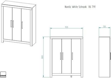 Schardt Babyzimmer-Komplettset Nordic White, (Set, 3-St., Kinderbett, Schrank, Wickelkommode), Made in Germany; mit Kinderbett, Schrank und Wickelkommode