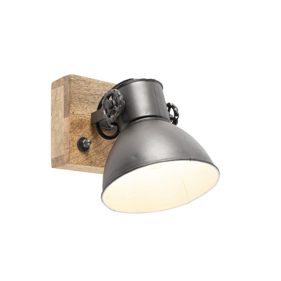 Qazqa LED Aufbaustrahler Mangoes, ohne Leuchtmittel, E27, Dunkelgrau, Industrie, Stahl, 1-flammig