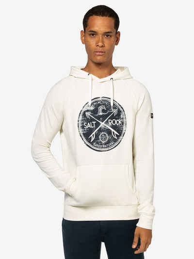 SUPER.NATURAL Hoodie für Herren, Merino SALT&ROCK Meer Motiv, mit Tasche