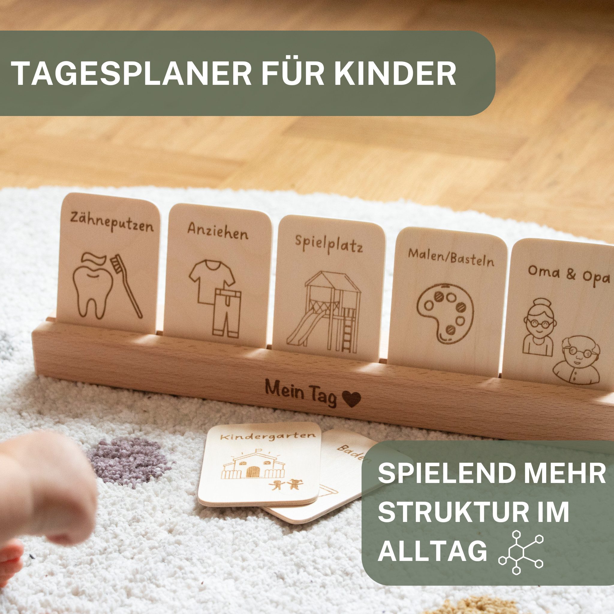 Astrein Lernspielzeug Montessori Tagesplaner, Routinekarten aus Holz, Monte günstig online kaufen