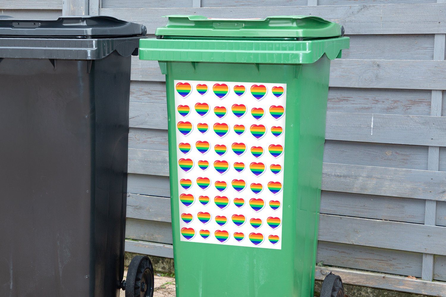 Mülleimer-aufkleber, - Vorlage Mülltonne, MuchoWow Sticker, Stolz Abfalbehälter - Liebe St), Container, Wandsticker (1