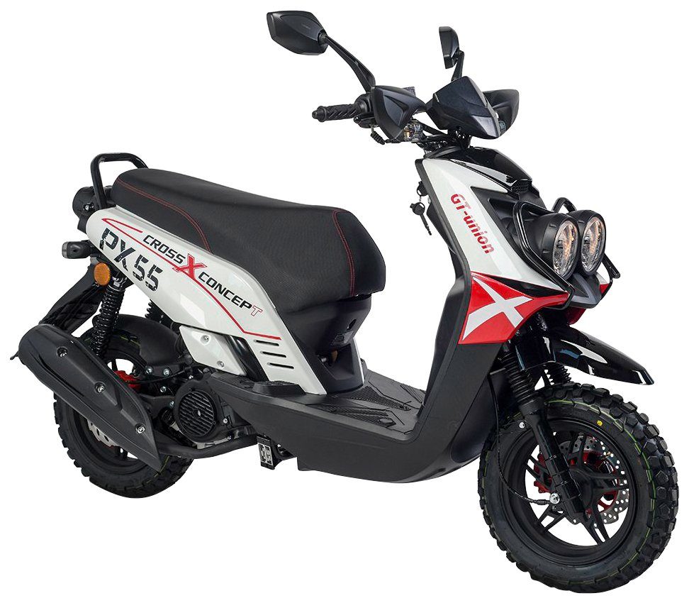 Verkaufshit GT UNION Motorroller PX 55 km/h, Euro 85 weiß/rot/schwarz 5 125 ccm, Cross-Concept