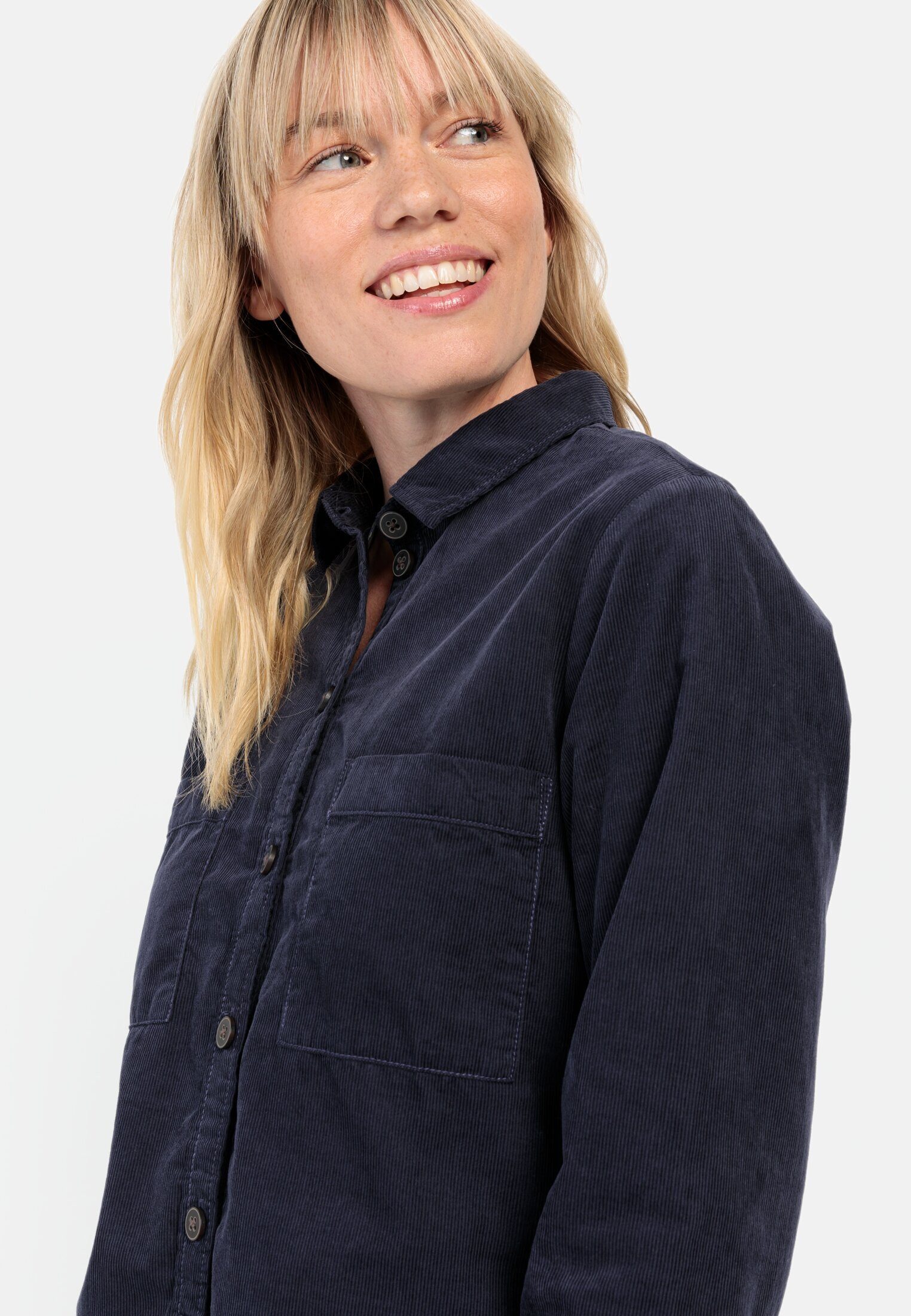camel active Cordkleid aus reiner Baumwolle Langarm Markenlabel